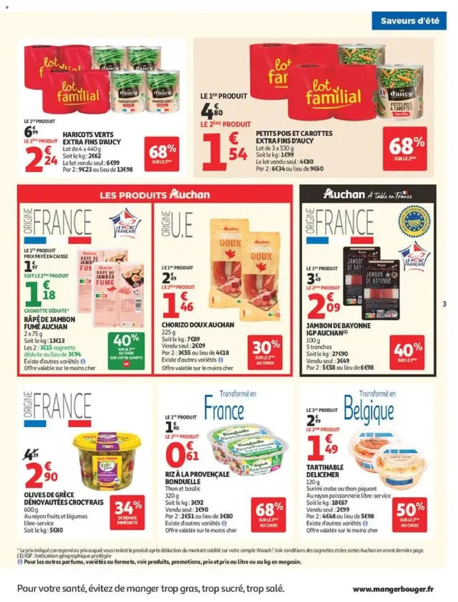 {H1} | Page: 3 | Produits: Carottes, Haricots verts, Thon, Jambon