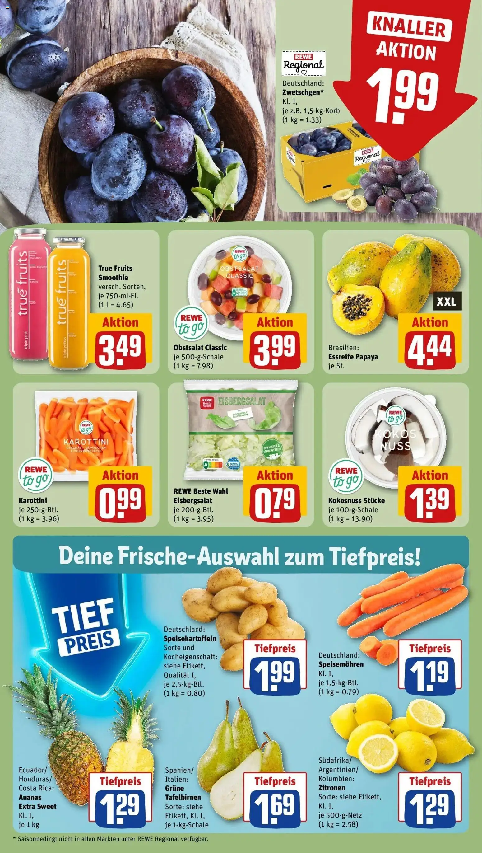 REWE Prospekt ab 17.08.2026 zum Blättern » Angebote | Seite: 8 | Produkte: Ananas, Eisbergsalat, Zitronen