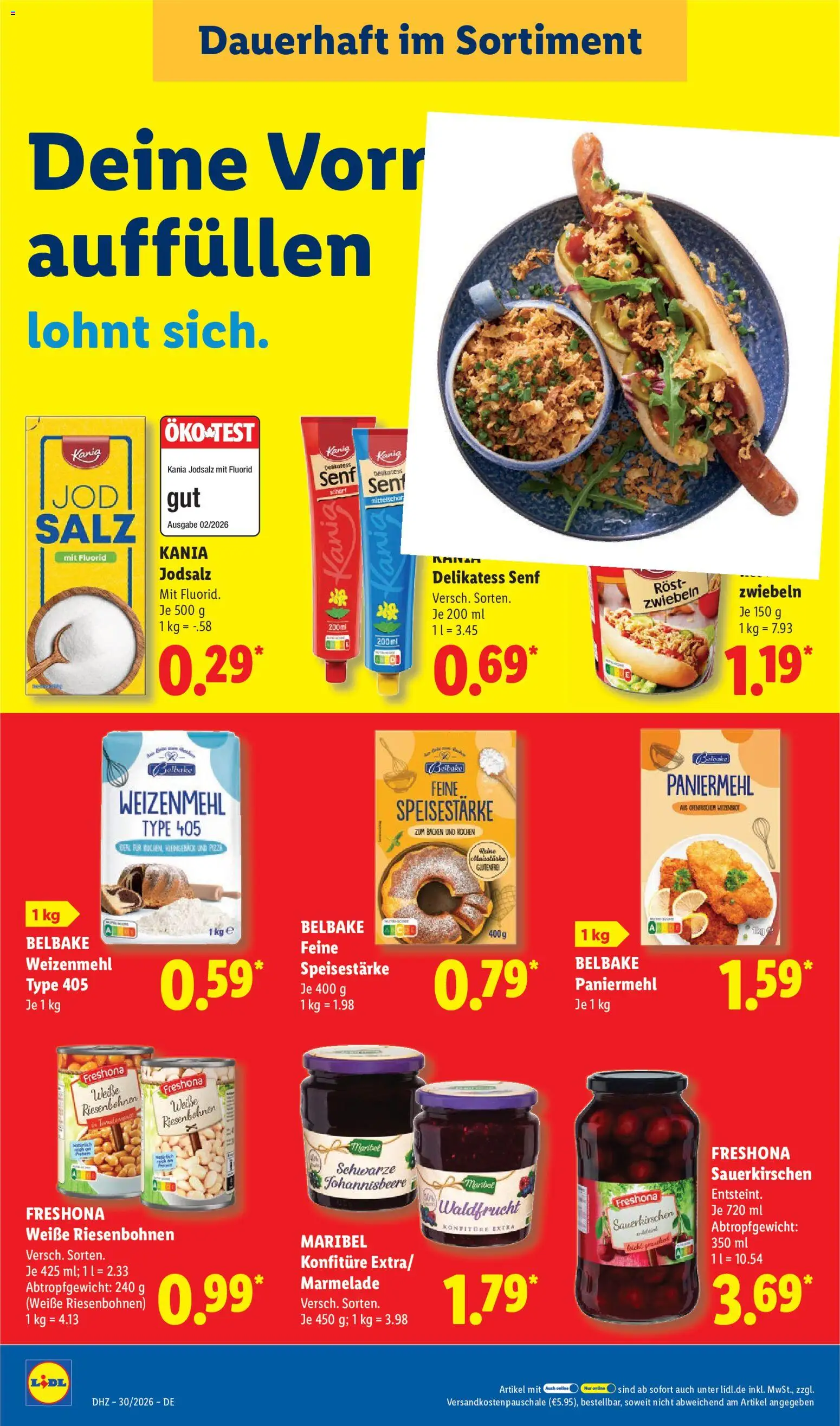 Lidl Prospekt – gültig ab 20.07.2026 | Seite: 22 | Produkte: Weizenmehl, Zwiebeln, Salz, Pizza