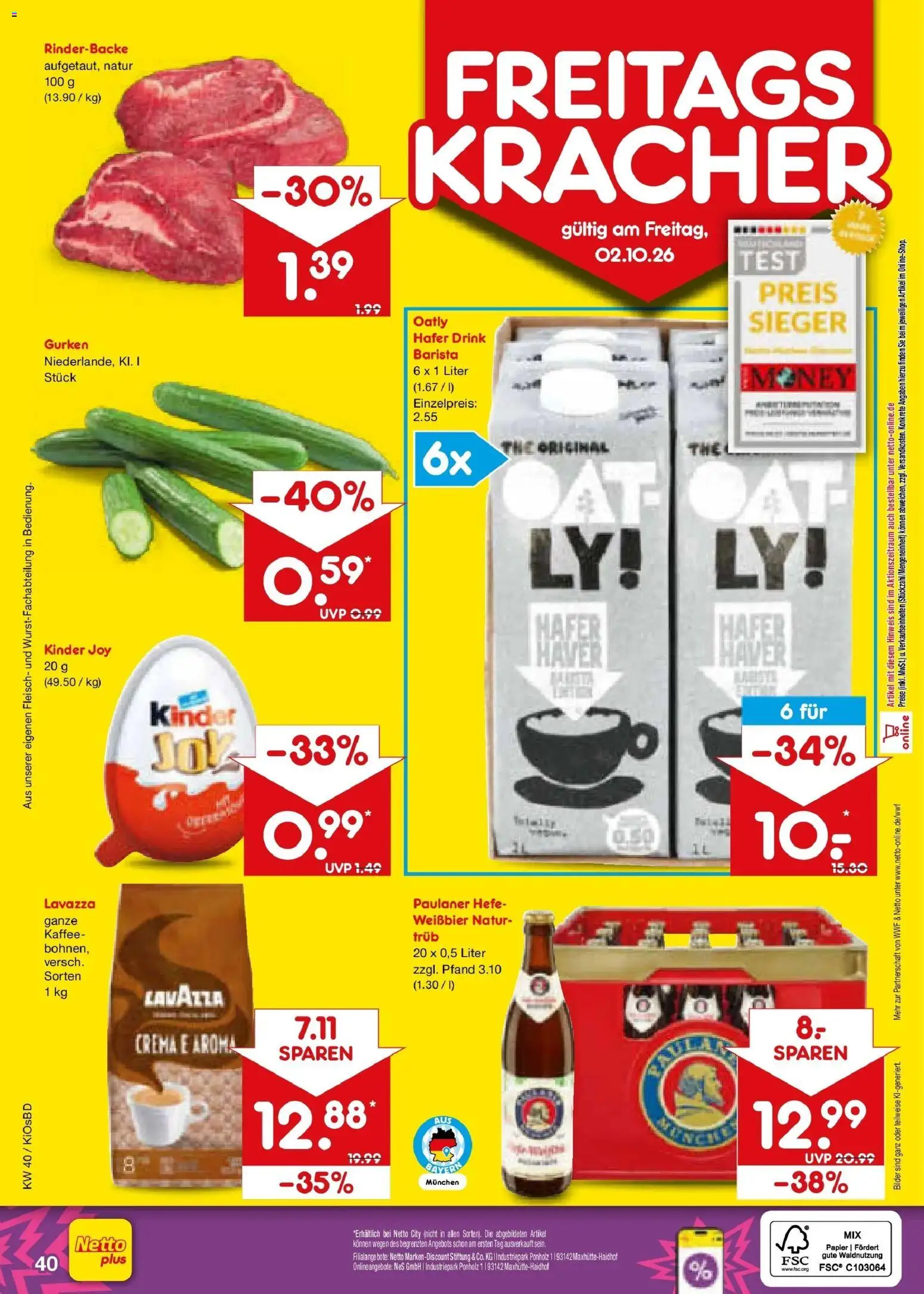 Netto Marken-Discount Prospekt Mistelbach – gültig ab 28.09.2026 | Seite: 62 | Produkte: Lavazza, Weißbier, Bilder, Gurken