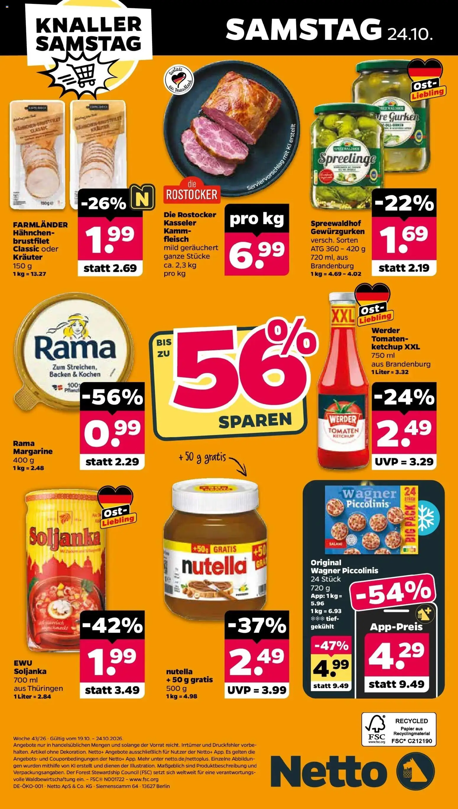 Netto Aktueller Prospekt ab 19.10.2026 → Angebote nächste Woche | Seite: 42 | Produkte: Tomaten, Piccolinis, Ketchup, Fleisch