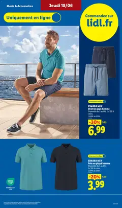 LIDL - Prévisualisation de ESMARA MEN Short en jean homme, Short en jean homme. Disponible du S au XXL. Ex. 100 % coton. L'unité au choix. valide à partir de 18.06.2026 | Page: 43
