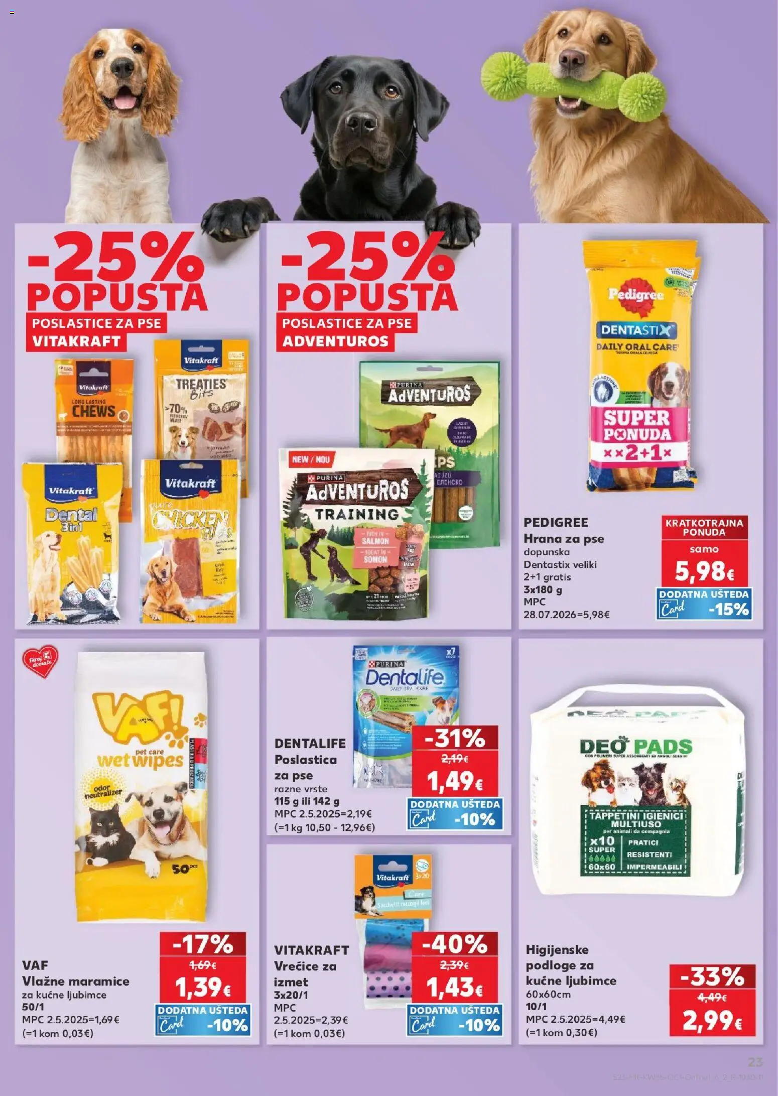 Kaufland HR akciós ujság - amely érvényes a következő dátumtól: 2026.08.26. | Oldal: 23 | Termékek: Pedigree, Purina, Óra