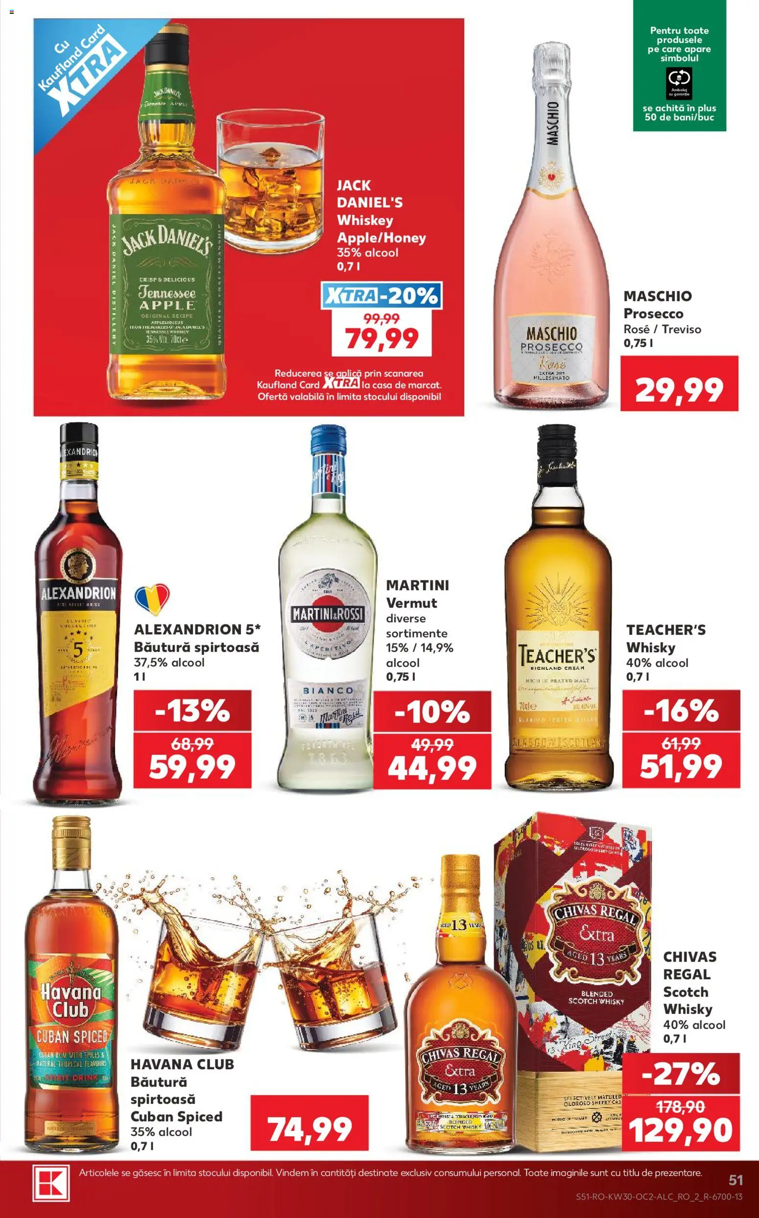 Noul catalog Kaufland – valabil de la 22.07.2026 | Pagină: 51 | Produse: Yulaf, Prosecco, Rom, Whiskey