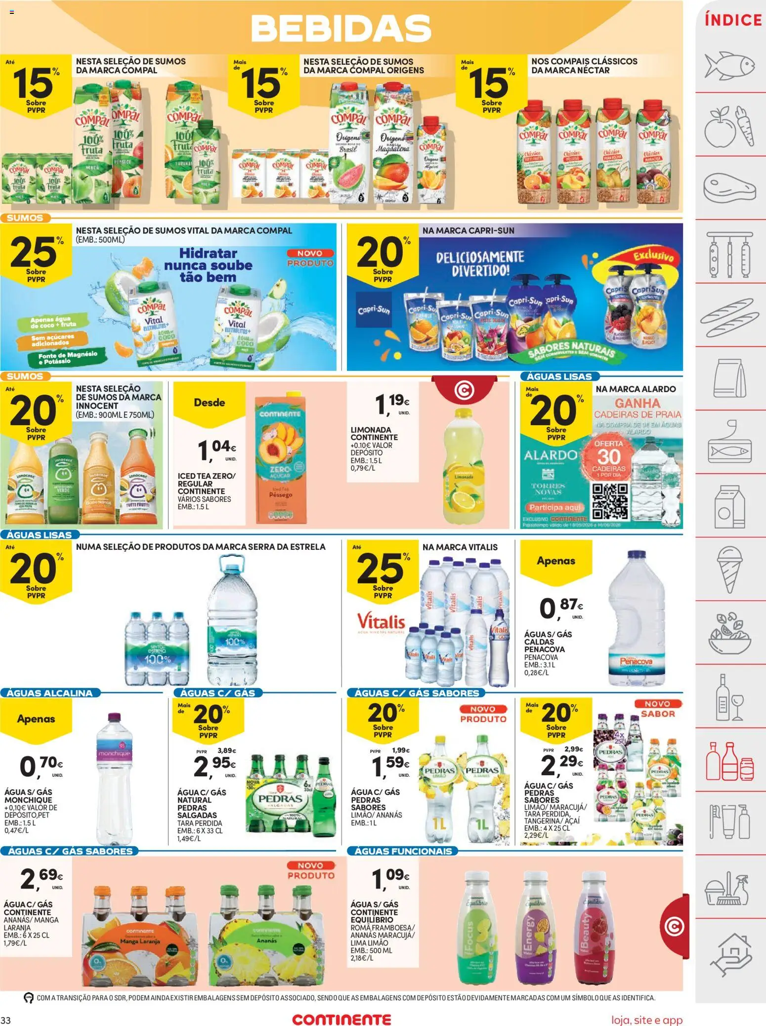 Continente folheto │ válido de 26.05.2026 | Página: 33 | Produtos: Agua, Cadeiras, Açai, Açúcar