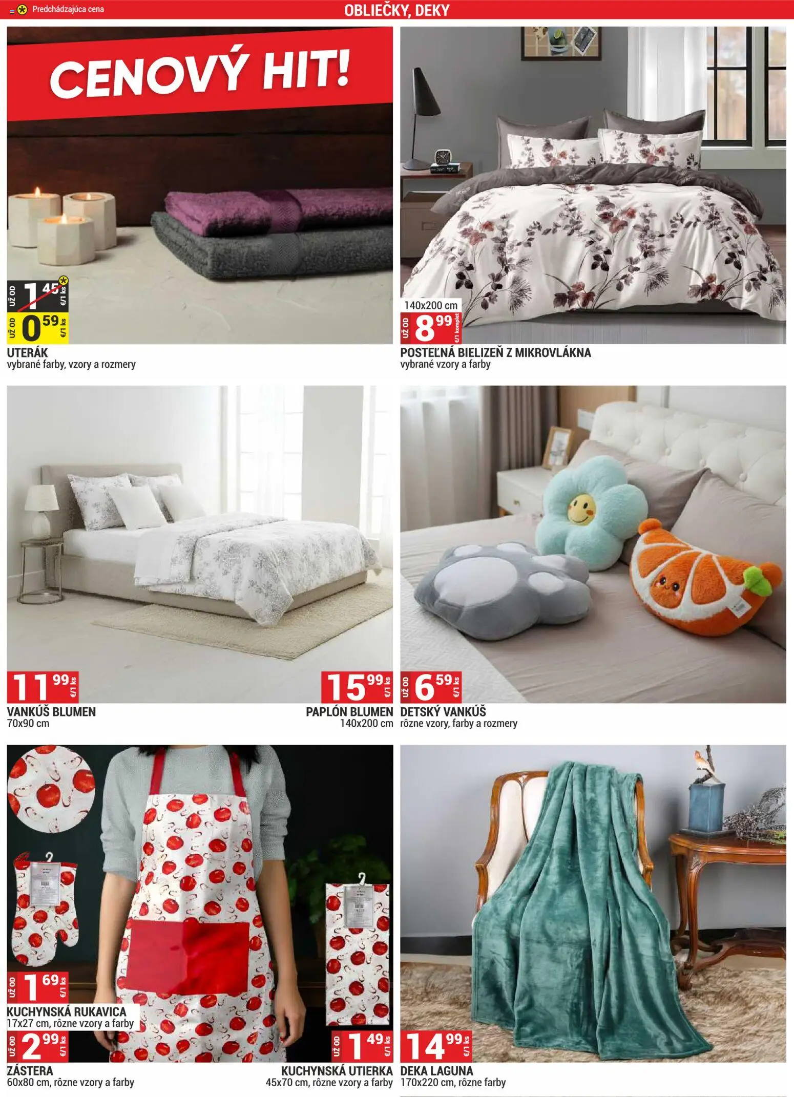 Nové Merkury Market akcie – leták je platný od 01.07.2026 | Strana: 21 | Produkty: Vankúš, Uterák, Deky