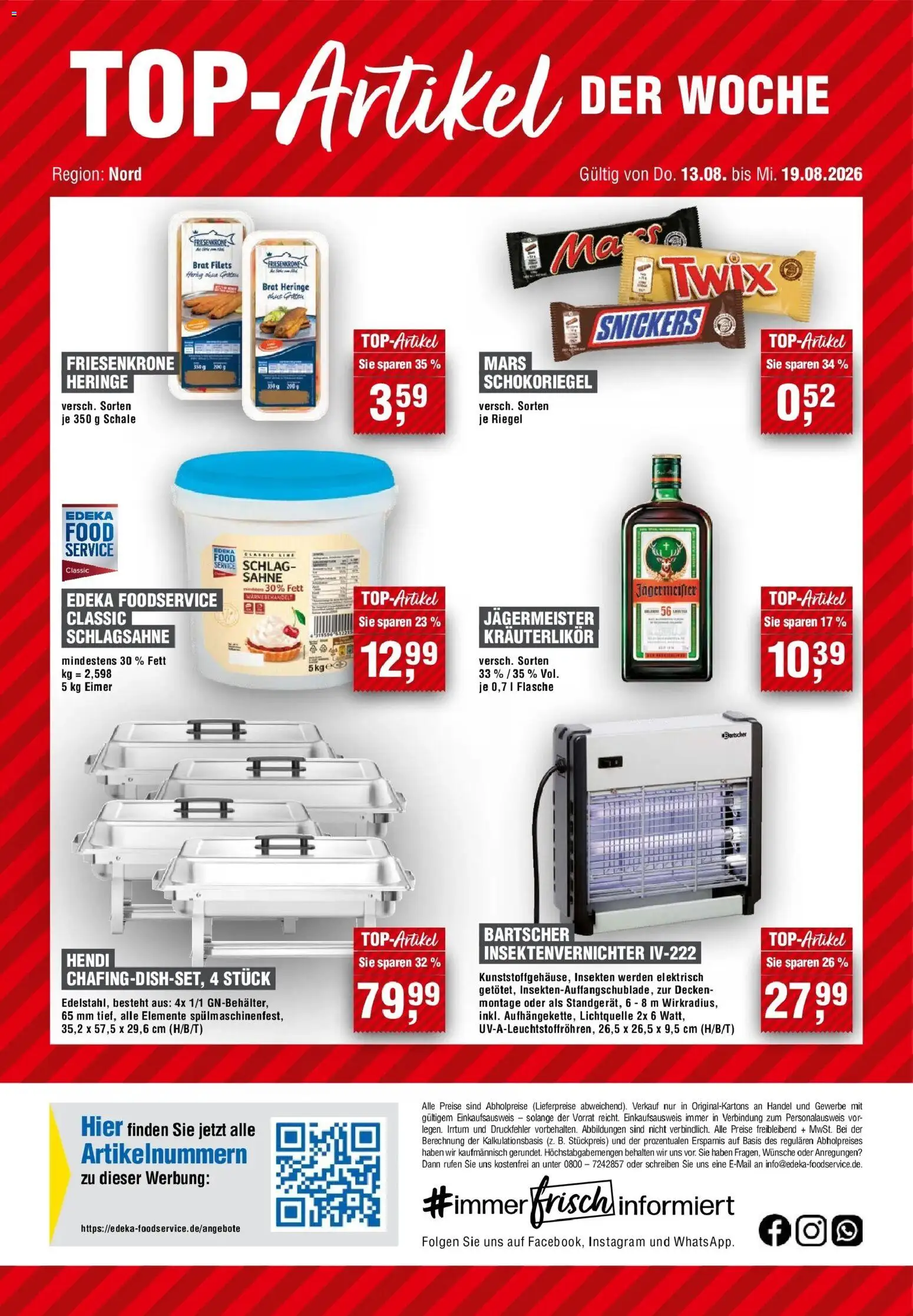 Edeka Prospekt Cottbus (ab 13.08.2026) » Angebote Online | Seite: 14 | Produkte: Schlagsahne, Snickers, Mars, Jägermeister