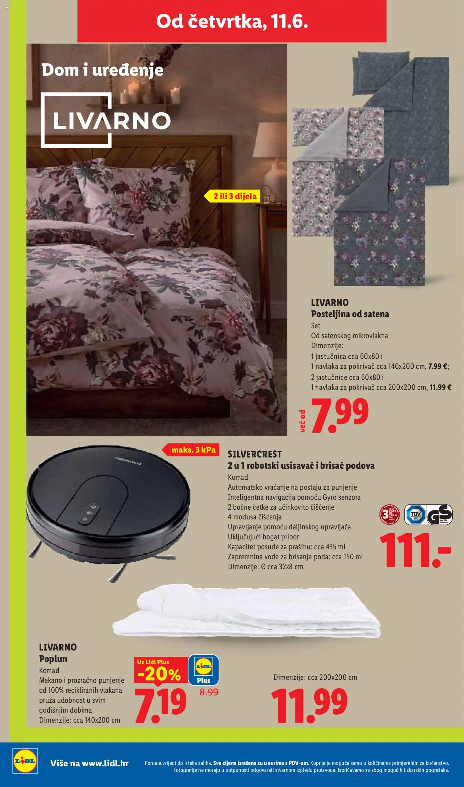 Lidl katalog | vrijedi od 08.06.2026 | Stranica: 50 | Proizvodi: Robot, Pokrivač, Jastučnica, Posteljina