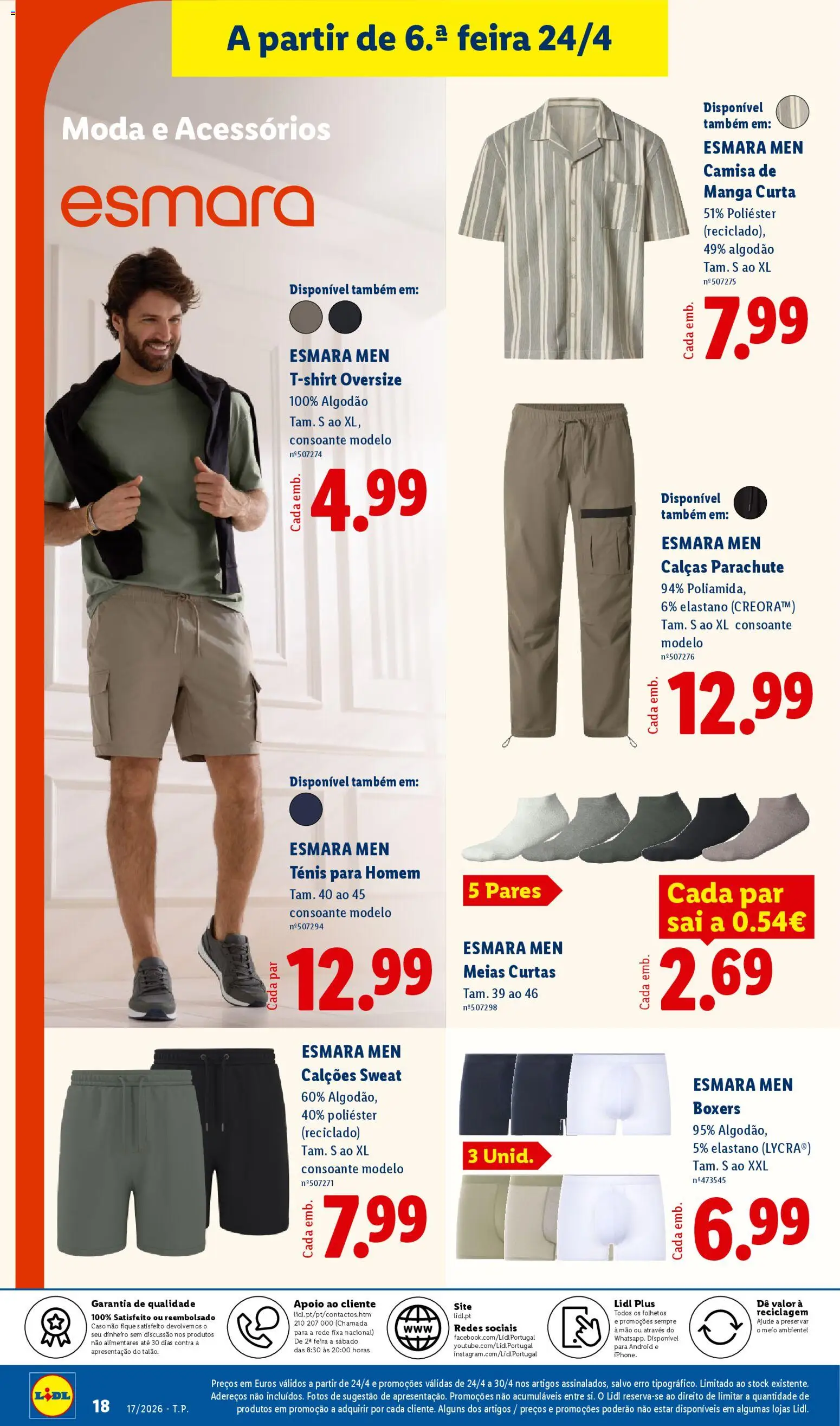 Lidl Novidades │ válido de 20.04.2026 | Página: 18 | Produtos: Algodão, Calças, Camisa, Meias