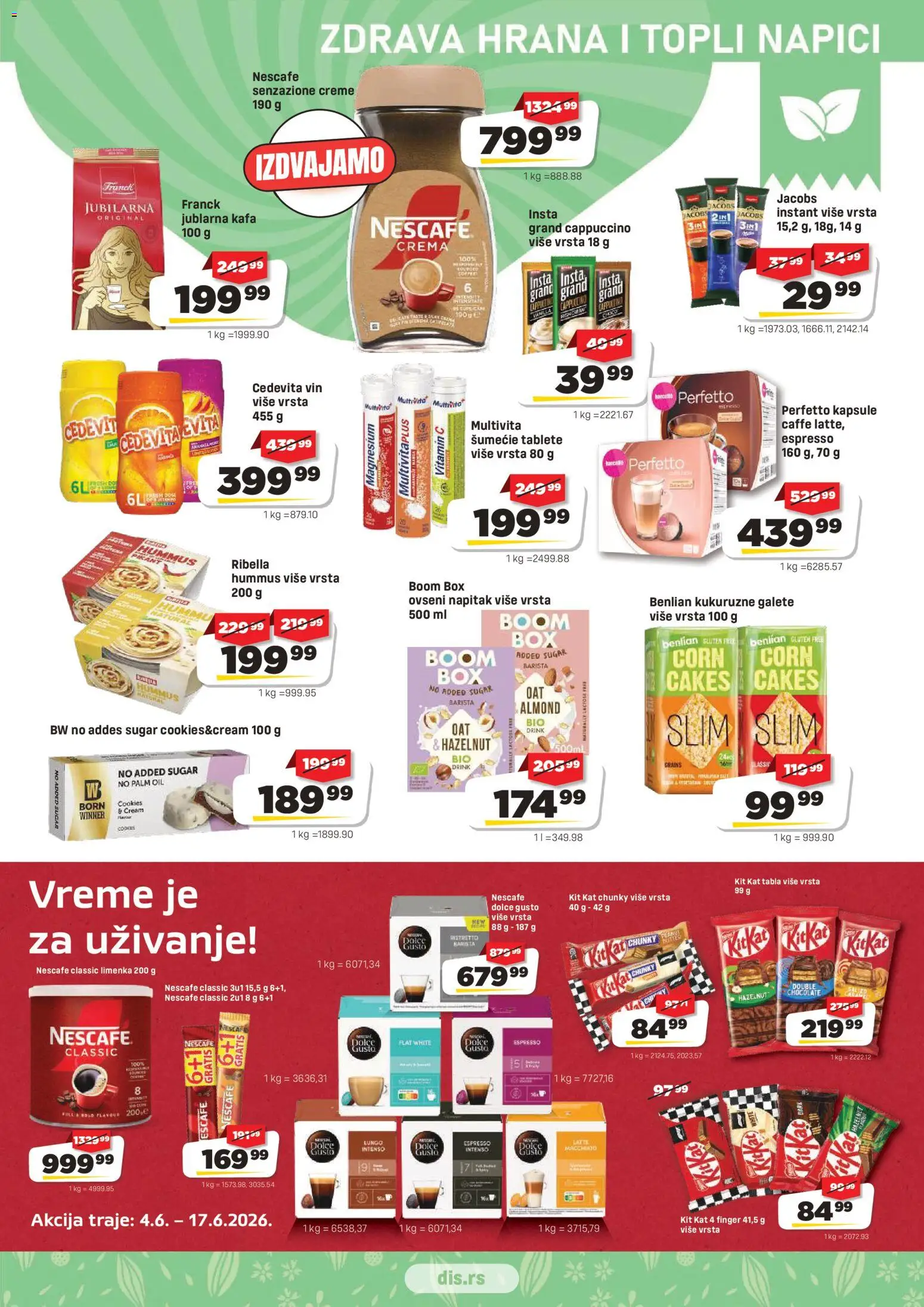 DIS katalog - važi od 04.06.2026 | Strana: 9 | Proizvode: Dolce Gusto, Kapsule, Cedevita, Galete
