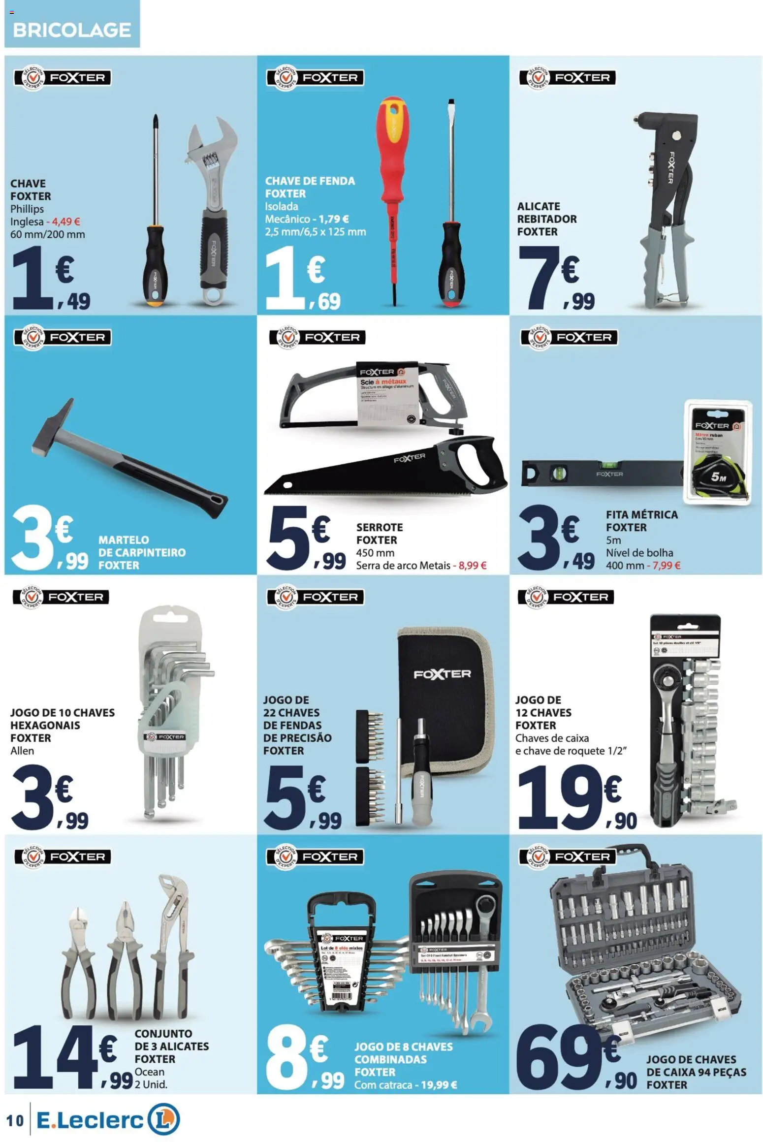 E.Leclerc folheto Especial Limpeza do Lar │ válido de 09.06.2026 | Página: 10 | Produtos: Alicate, Caixa, Martelo