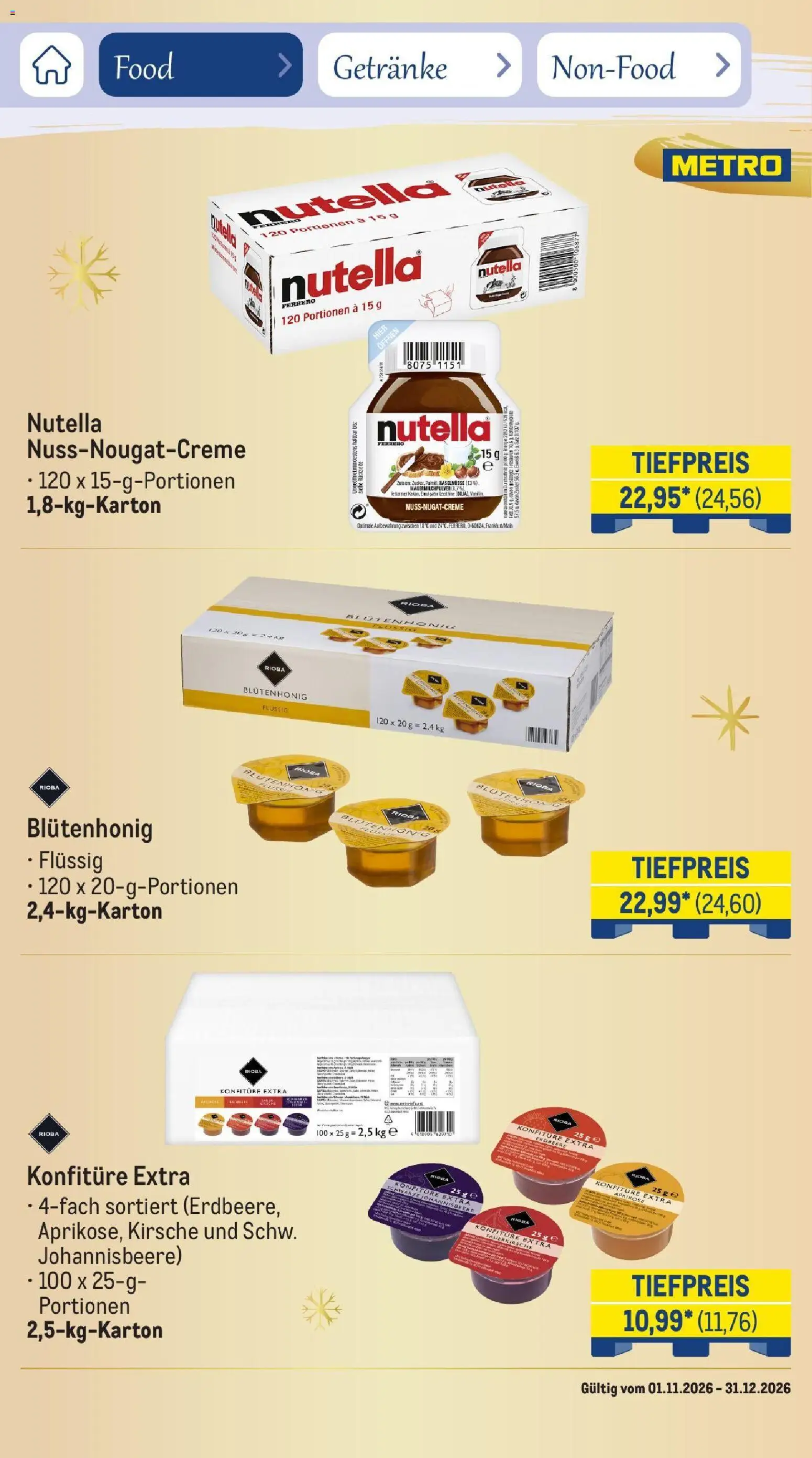 Metro Saisonkatalog Festtage voller Genuss – gültig ab 01.11.2026 | Seite: 6 | Produkte: Nutella