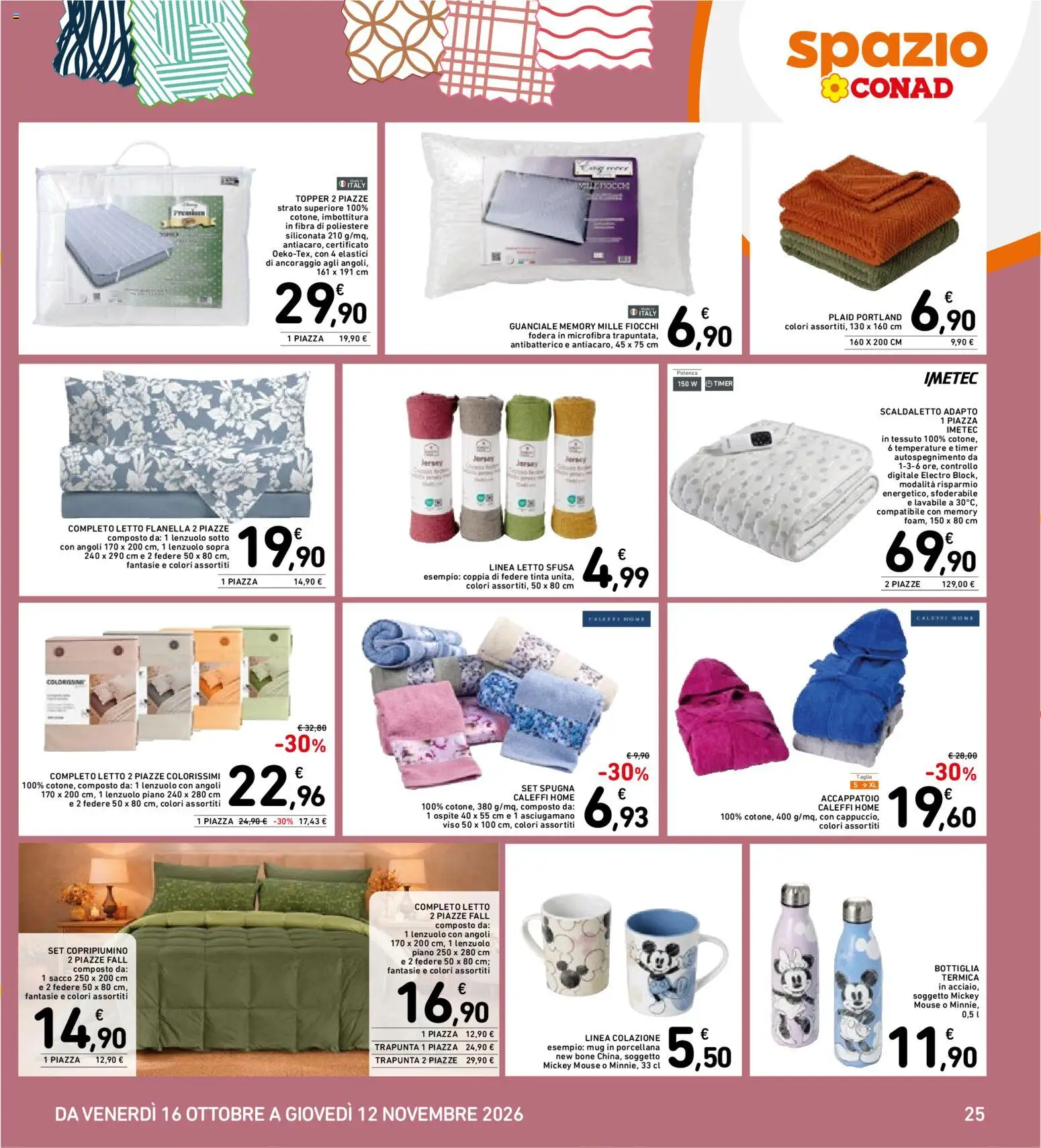 Volantino Spazio Conad del 20/10/2026 | Pagina: 25 | Prodotti: Plaid, Taglio, Trapunta, Letto