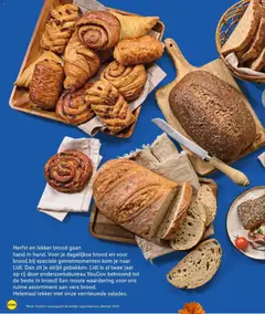 Brood, Een mand vol diverse zoete broodjes, waaronder croissants, pain au chocolat en kaneelbroodjes. - Voorbeeld van een folder van Lidl, geldig van 23-09-2026 | Pagina: 4 | Producten: Brood, Kom, Mand