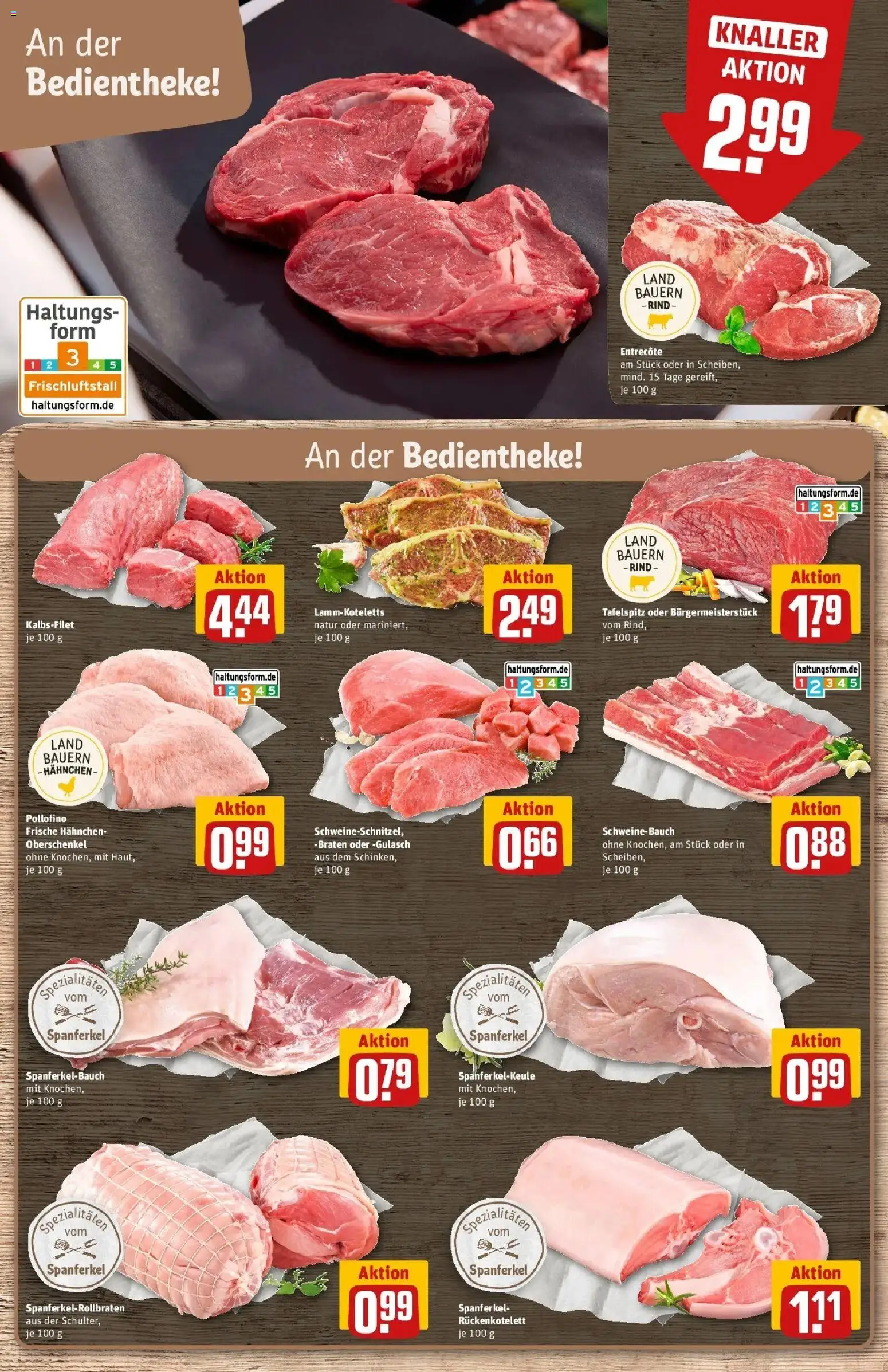 REWE Prospekt ab 04.05.2026 zum Blättern » Angebote | Seite: 13 | Produkte: Hahnchen, Entrecote, Gulasch, Schinken