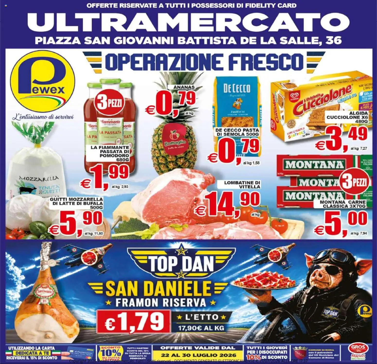 Volantino Pewex del 22/07/2026 | Pagina: 1 | Prodotti: Tè, Pomodoro, Pasta, Ananas
