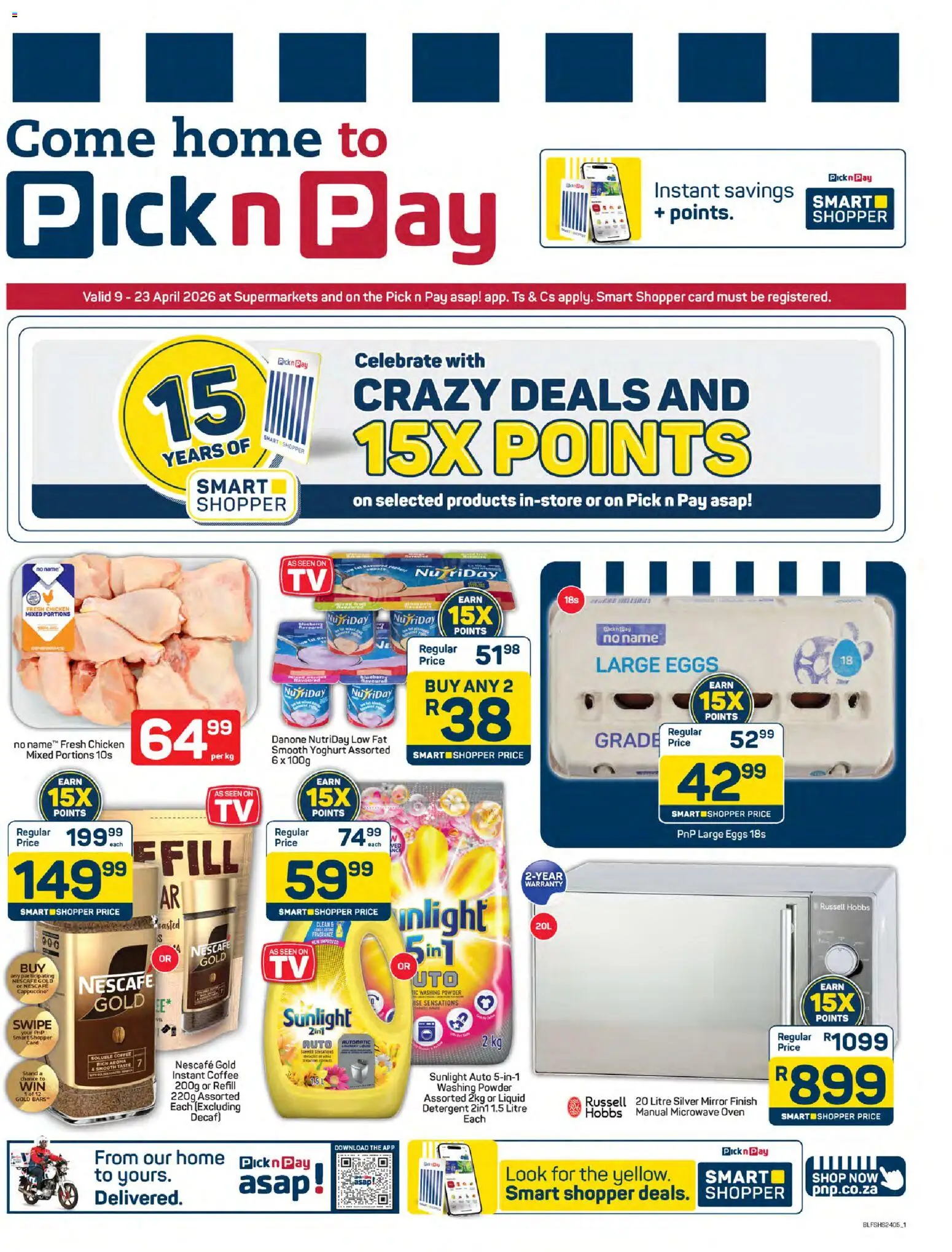 New Pick n Pay catalogue – valid from 09.04.2026 | Page: 1 | Products: Eggs, Coffee, Washing powder, Detergent