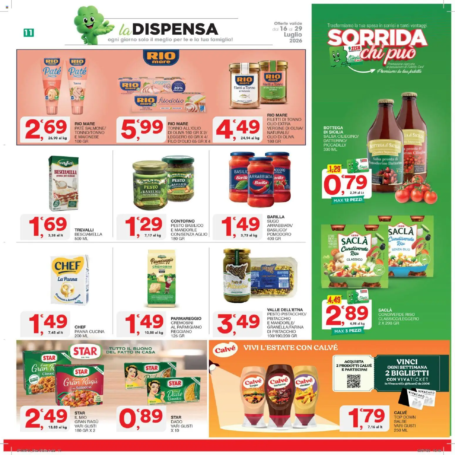 Volantino SISA del 16/07/2026 | Pagina: 11 | Prodotti: Barbecue, Mandorle, Ragú, Tonno