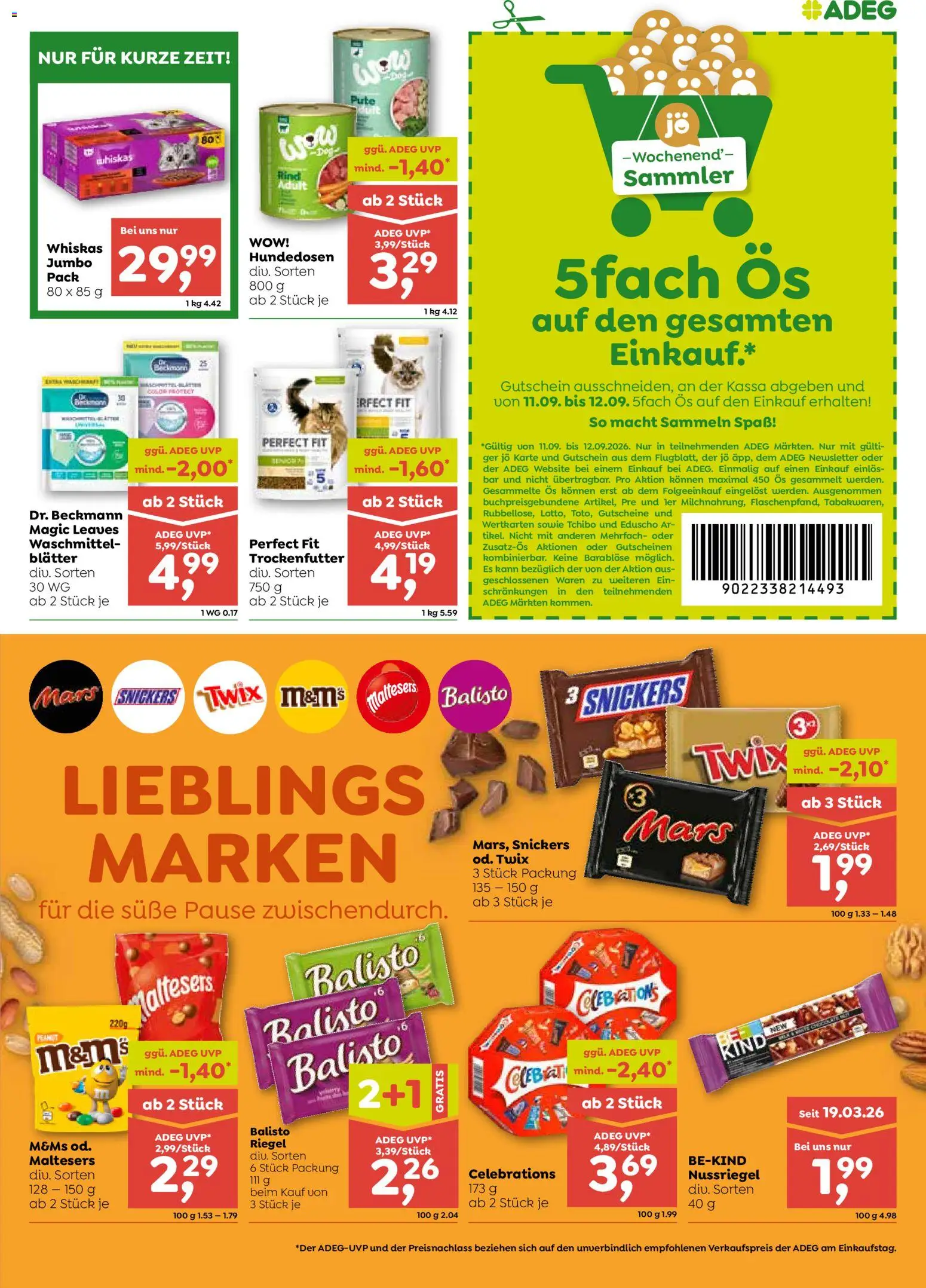 ADEG Flugblatt gültig ab 10.09.2026 | Seite: 7 | Produkte: Snickers, Waschmittel