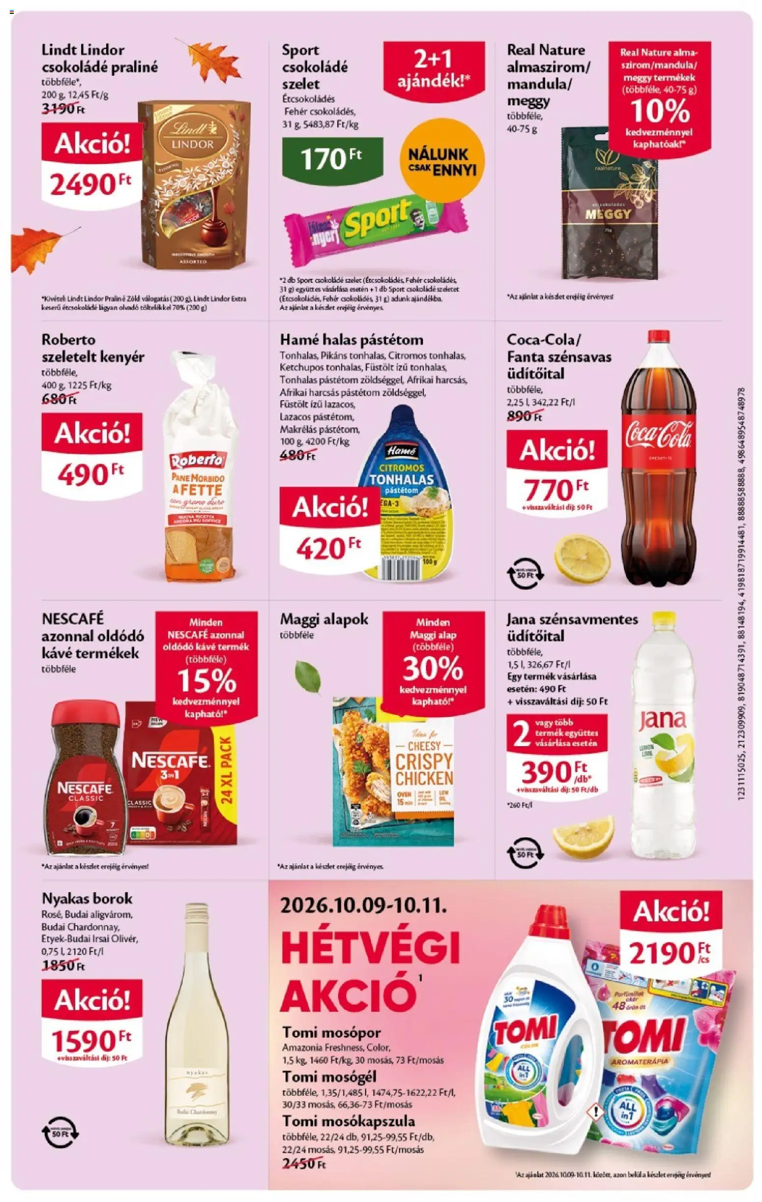 Ecofamily akciós ujság - amely érvényes a következő dátumtól: 2026.10.01. | Oldal: 7 | Termékek: Meggy, Coca Cola, Praliné, Cola