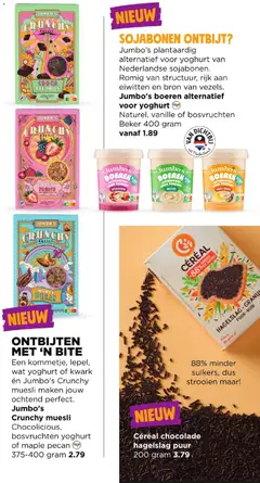 Jumbo's Crunchy muesli Chocolicious, Jumbo's Crunchy muesli Chocolicious, bosvruchten yoghurt of maple pecan 375-400 gram - Voorbeeld van een folder van Jumbo, geldig van 24-08-2026 | Pagina: 65