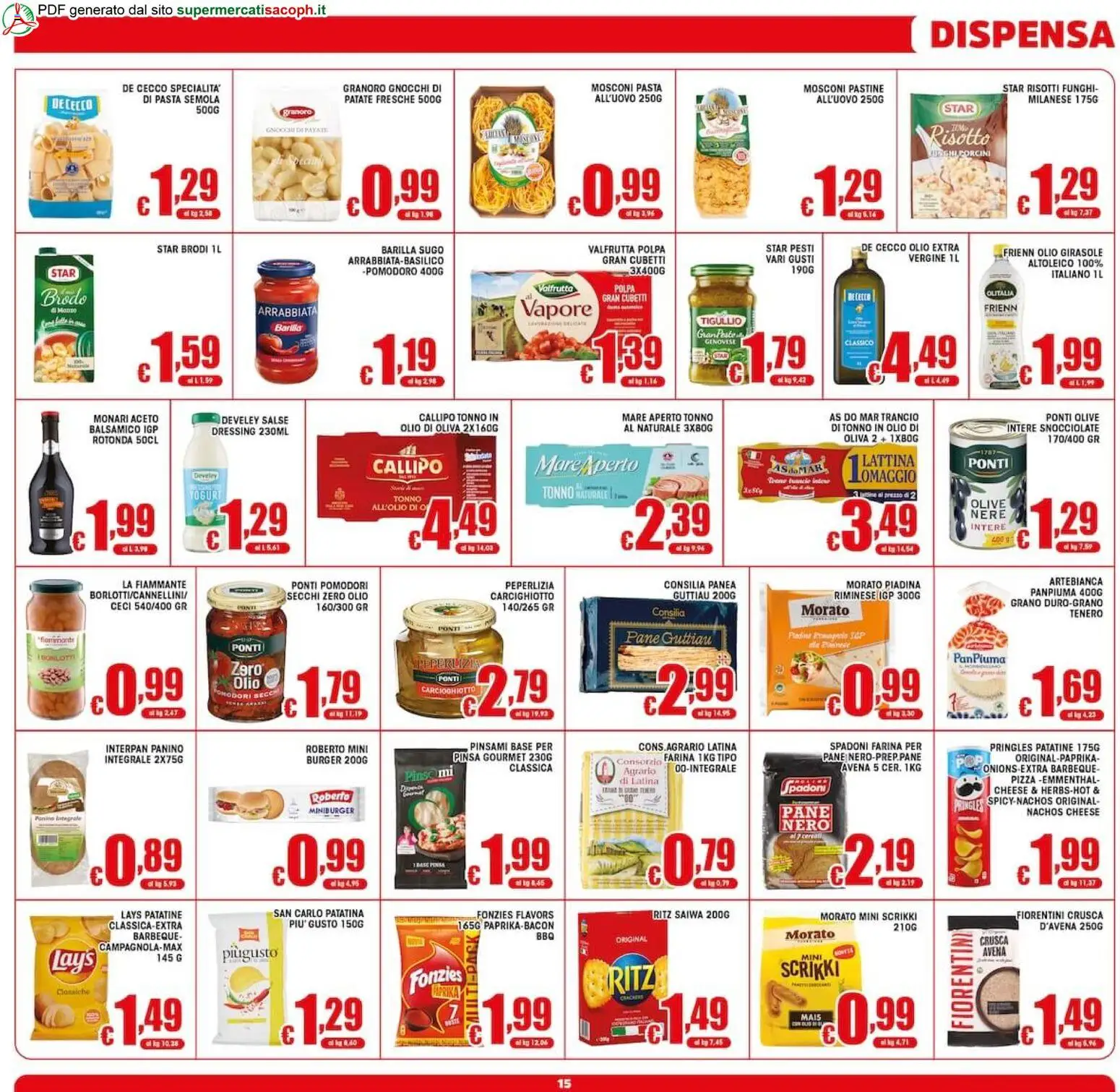 Volantino Sacoph del 02/10/2026 | Pagina: 15 | Prodotti: Patatine, Granoro, Olio, Barilla