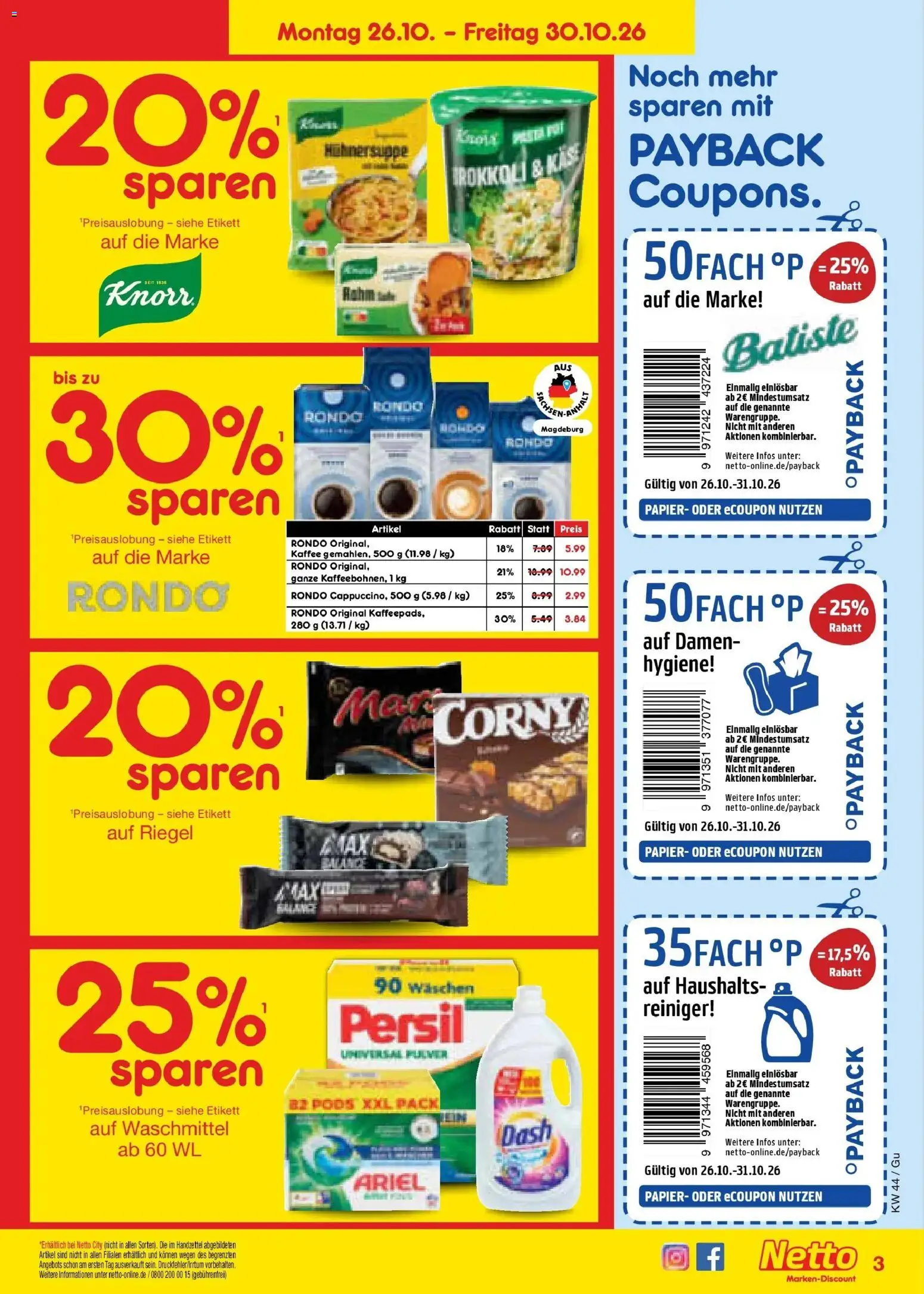 Netto Marken-Discount Prospekt Machern – gültig ab 26.10.2026 | Seite: 7 | Produkte: Kaffee, Knorr, Waschmittel, Persil