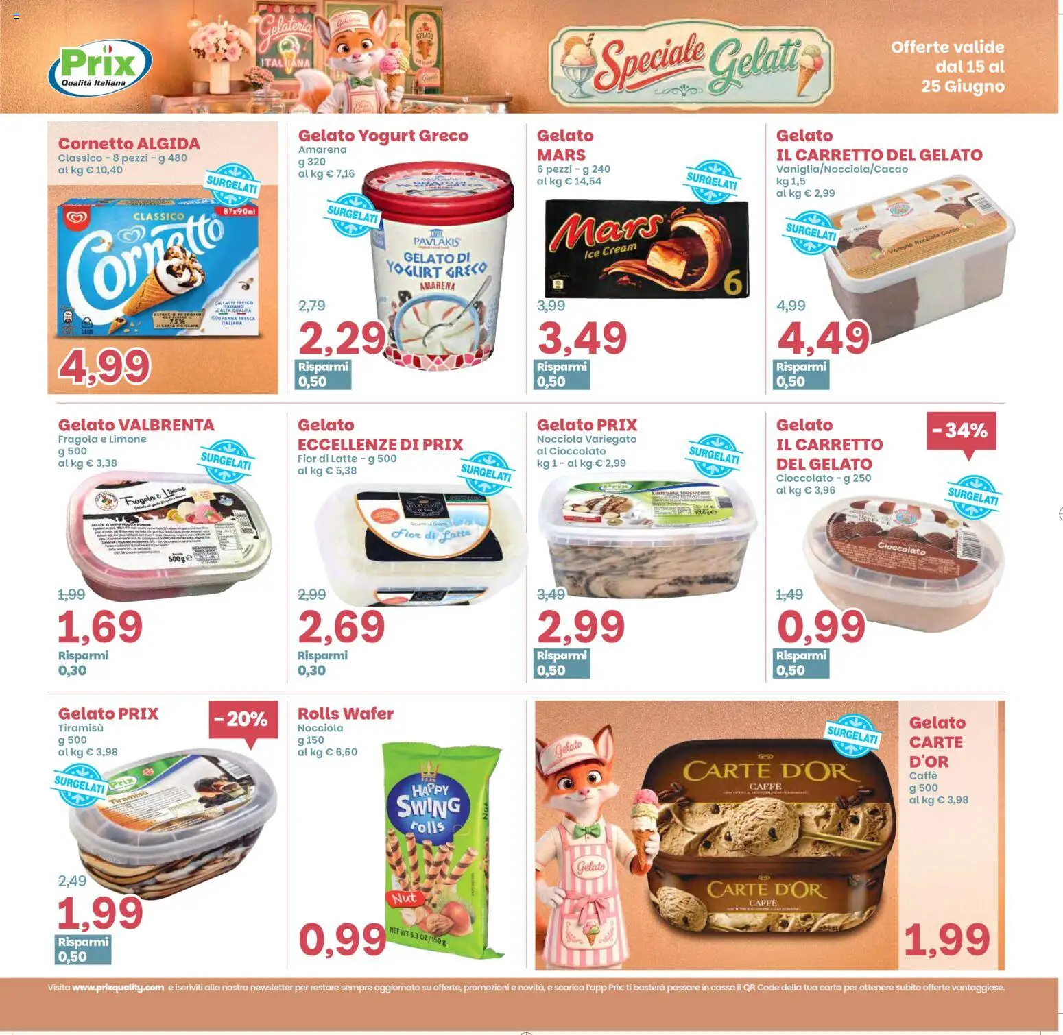 Volantino Prix del 15.06.2026 | Pagina: 15 | Prodotti: Yogurt greco, Yogurt, Panna, Latte