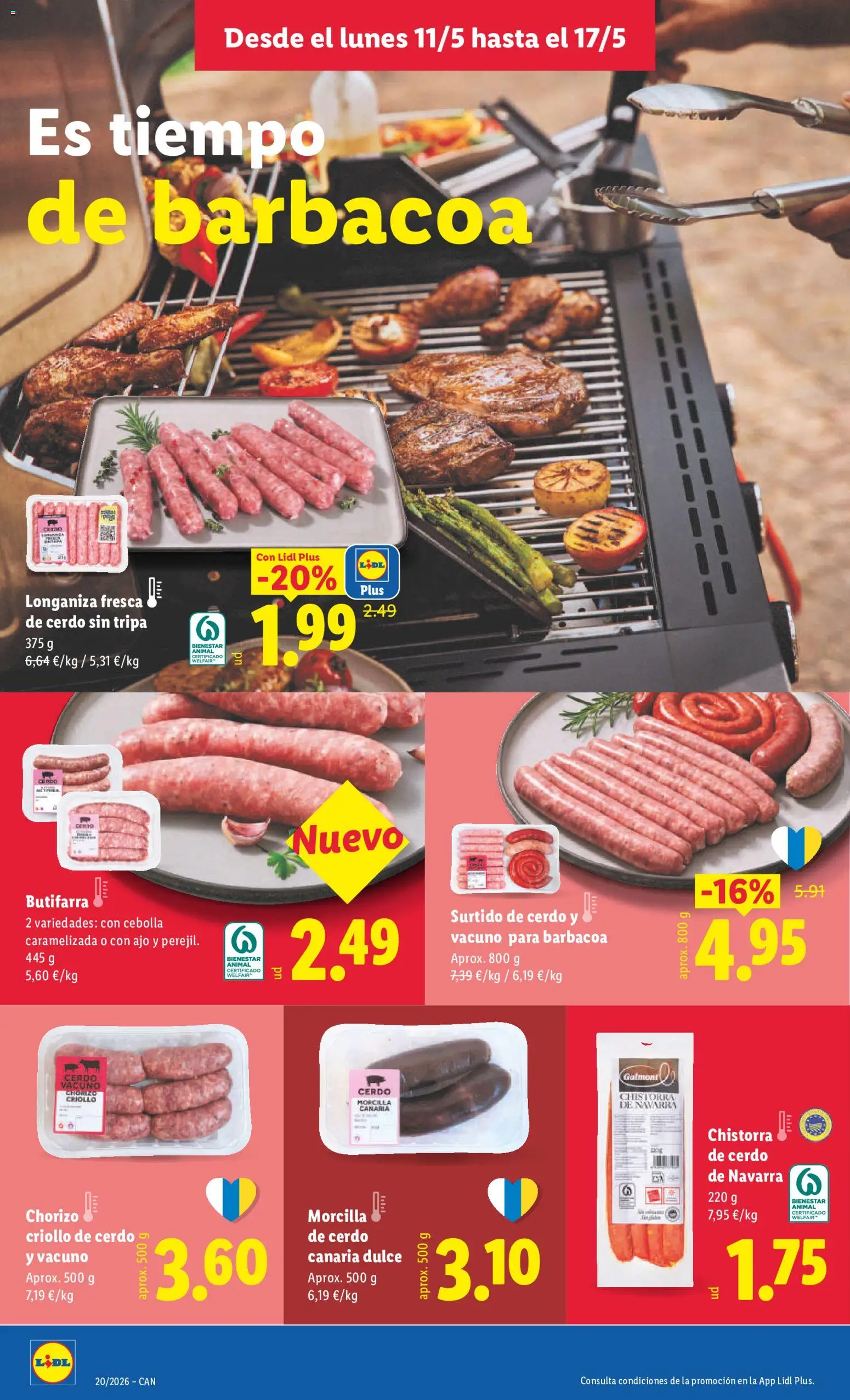 Lidl folleto │ válido desde el 11.05.2026 | Página: 8 | Productos: Cerdo, Παγωμένο τσάι, Longaniza, Barbacoa