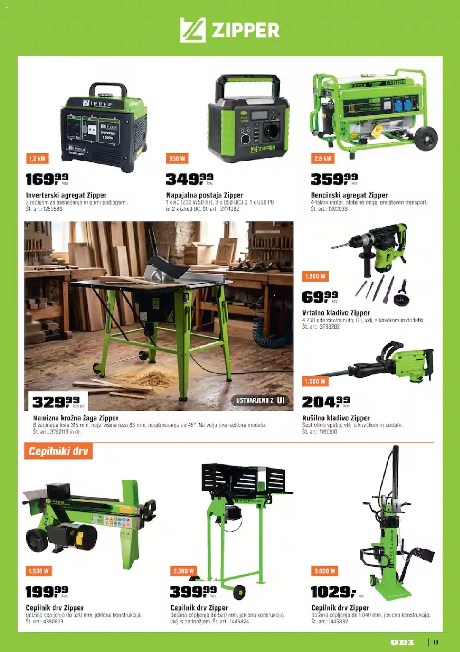 Novi OBI katalog ponudbe – veljaven od 02.09.2026 | Stran: 19 | Izdelki: Usb, Kos, Krožna žaga, Kladivo
