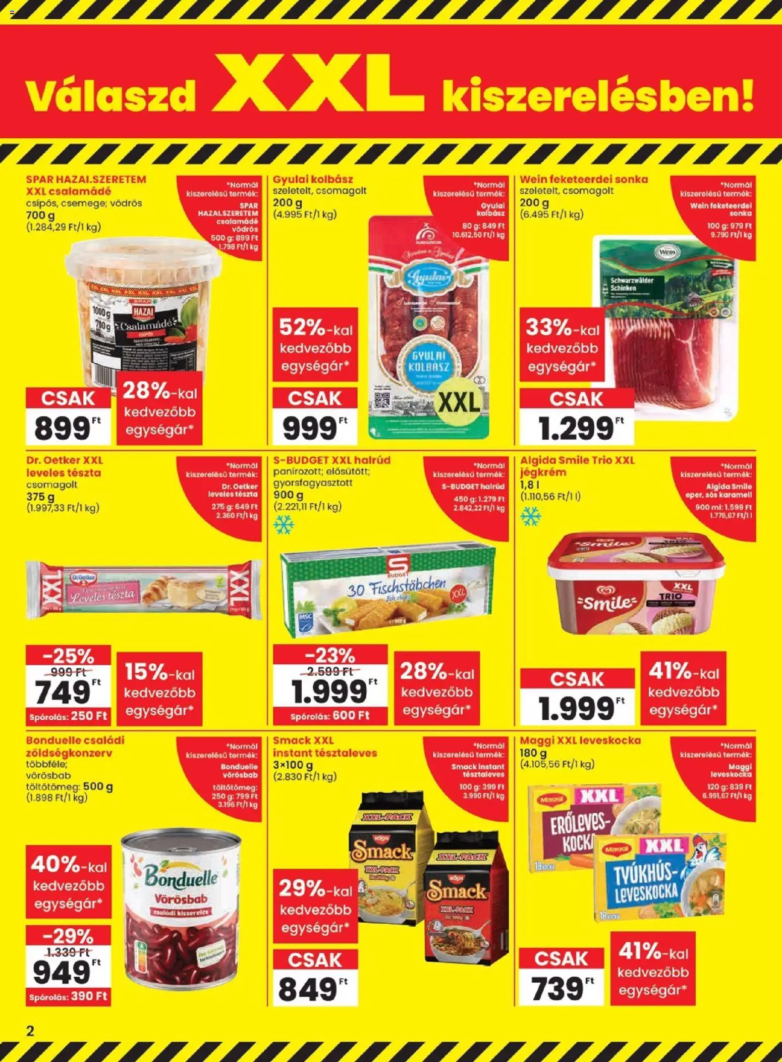 Spar akciós ujság - amely érvényes a következő dátumtól: 07.05.2026 | Oldal: 2 | Termékek: Kolbász, Leveskocka, Tészta, Jégkrém