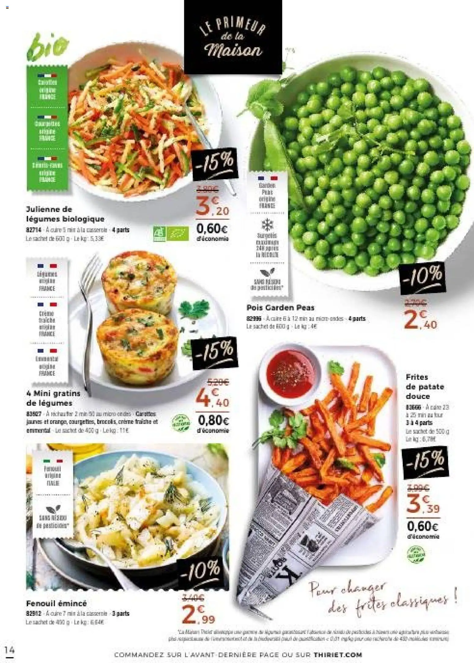 {H1} | Page: 14 | Produits: Fenouil, Frites, Pois, Crème