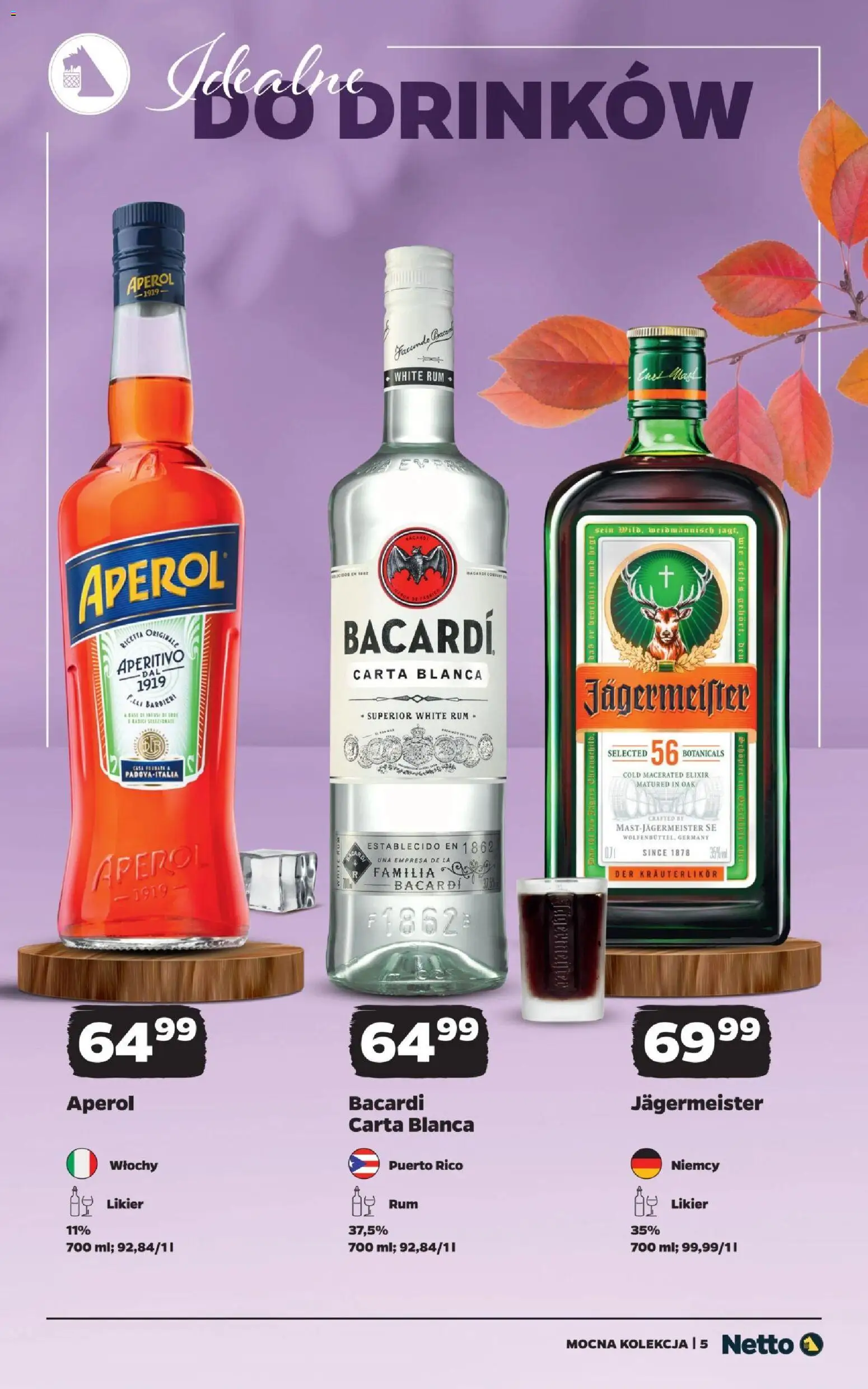 Netto gazetka - Mocne alkohole od 25.10.2026 | Strona: 5 | Produkty: Bacardi, Aperitif, Rum, Aperol