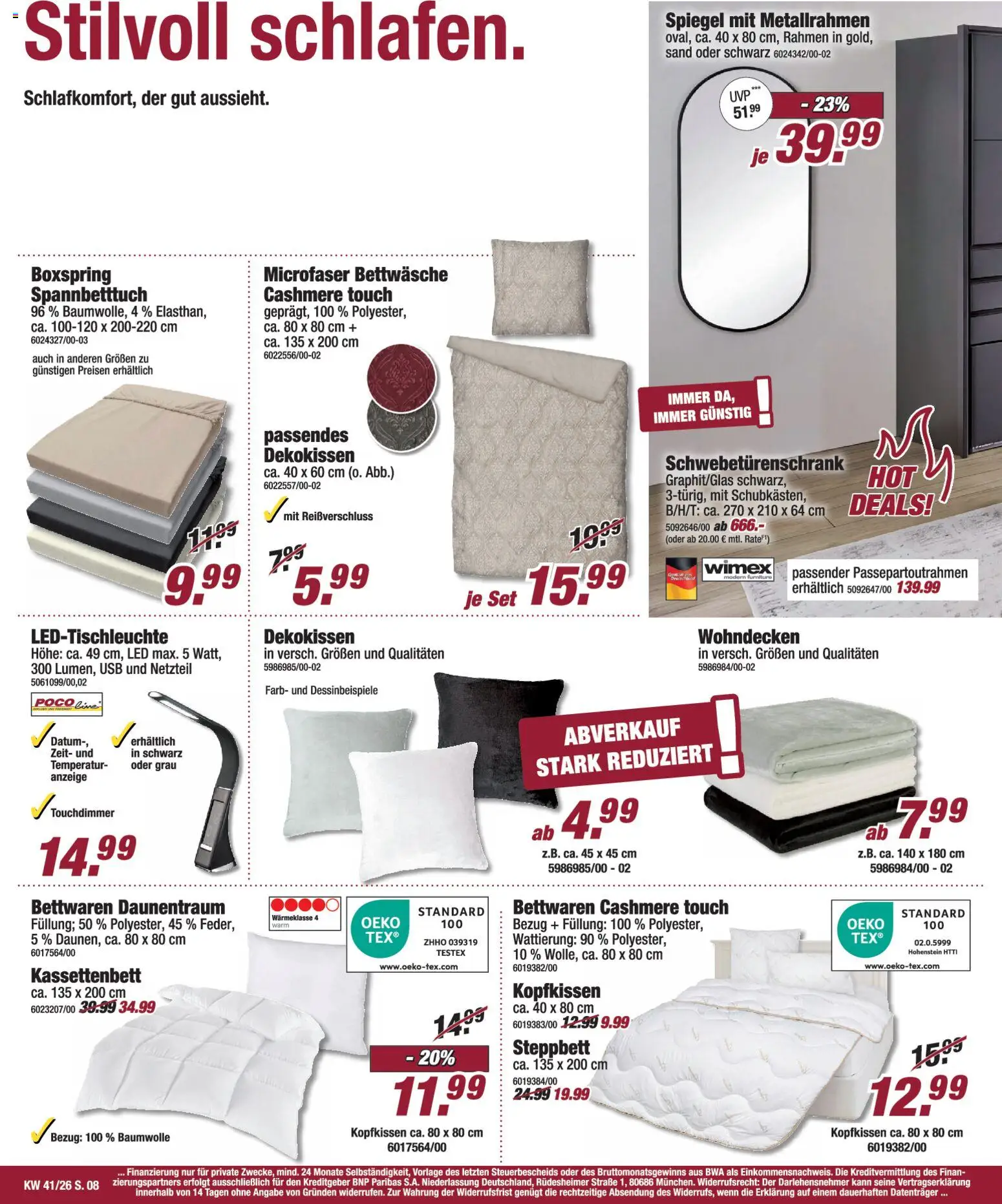 Poco Prospekt – gültig ab 04.10.2026 | Seite: 8 | Produkte: USB, Schwebetürenschrank, Kopfkissen, Netzteil