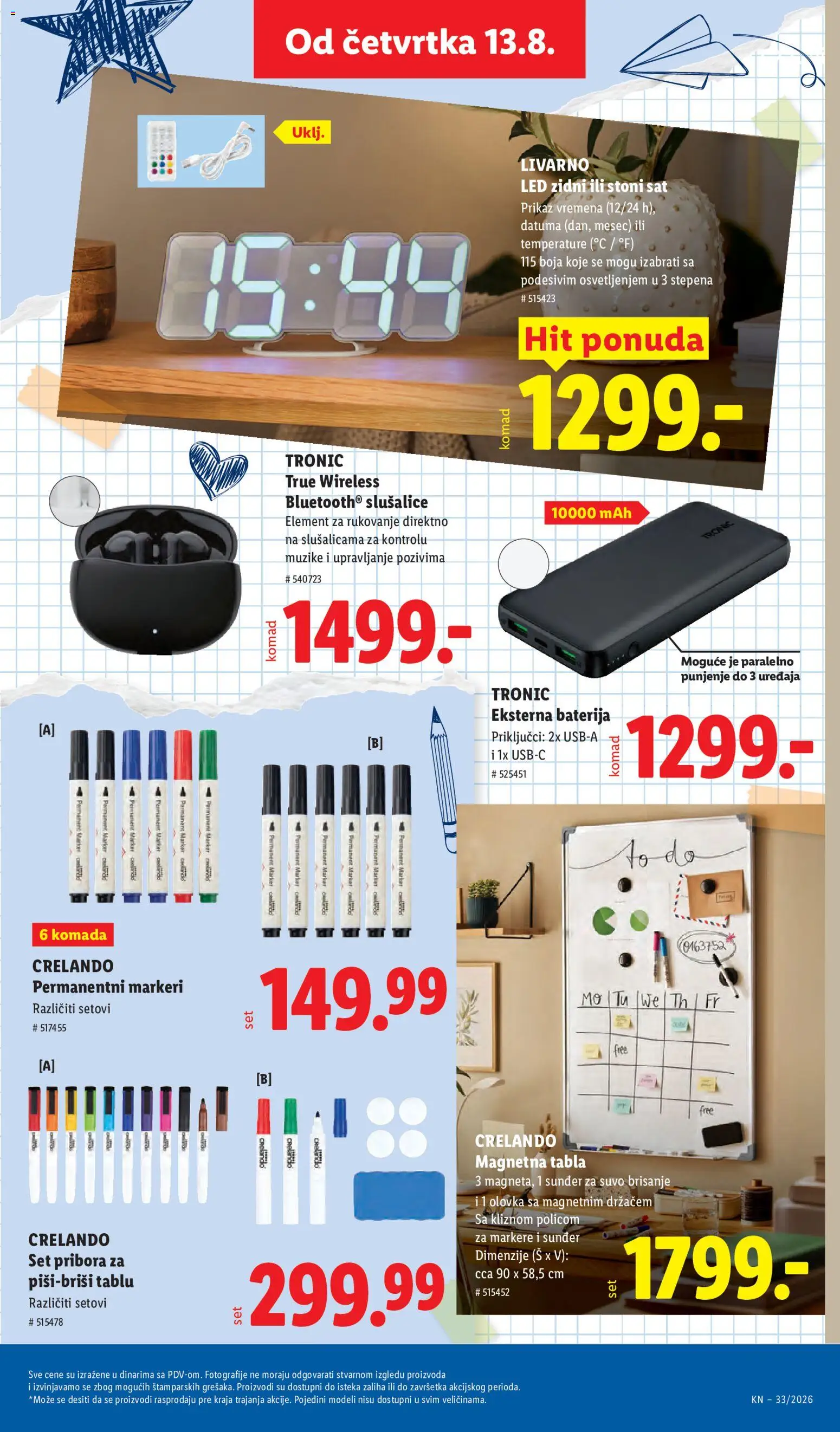Lidl katalog - važi od 13.08.2026 | Strana: 85 | Proizvode: Led, Baterija, Slušalice, Markeri