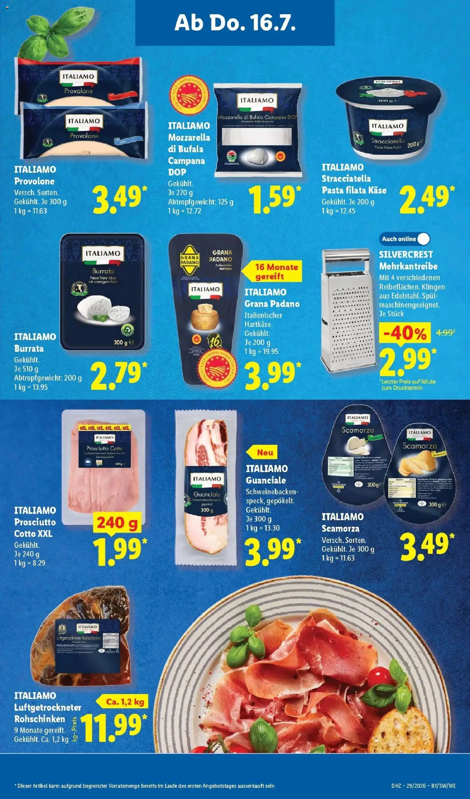 Lidl Prospekt Künzell – gültig ab 13.07.2026 | Seite: 59 | Produkte: Grana Padano, Mozzarella, Burrata, Pasta