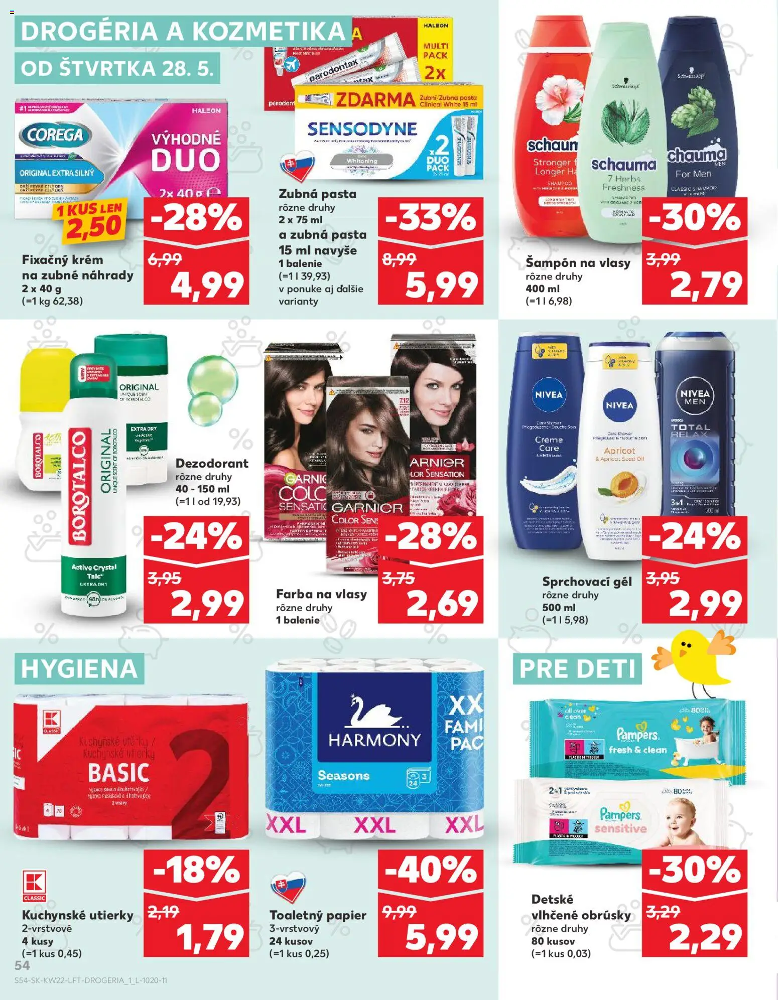 Nové Kaufland akcie – leták je platný od 28.05.2026 | Strana: 54 | Produkty: Penne, Kuchynské utierky, Utierky, Pampers