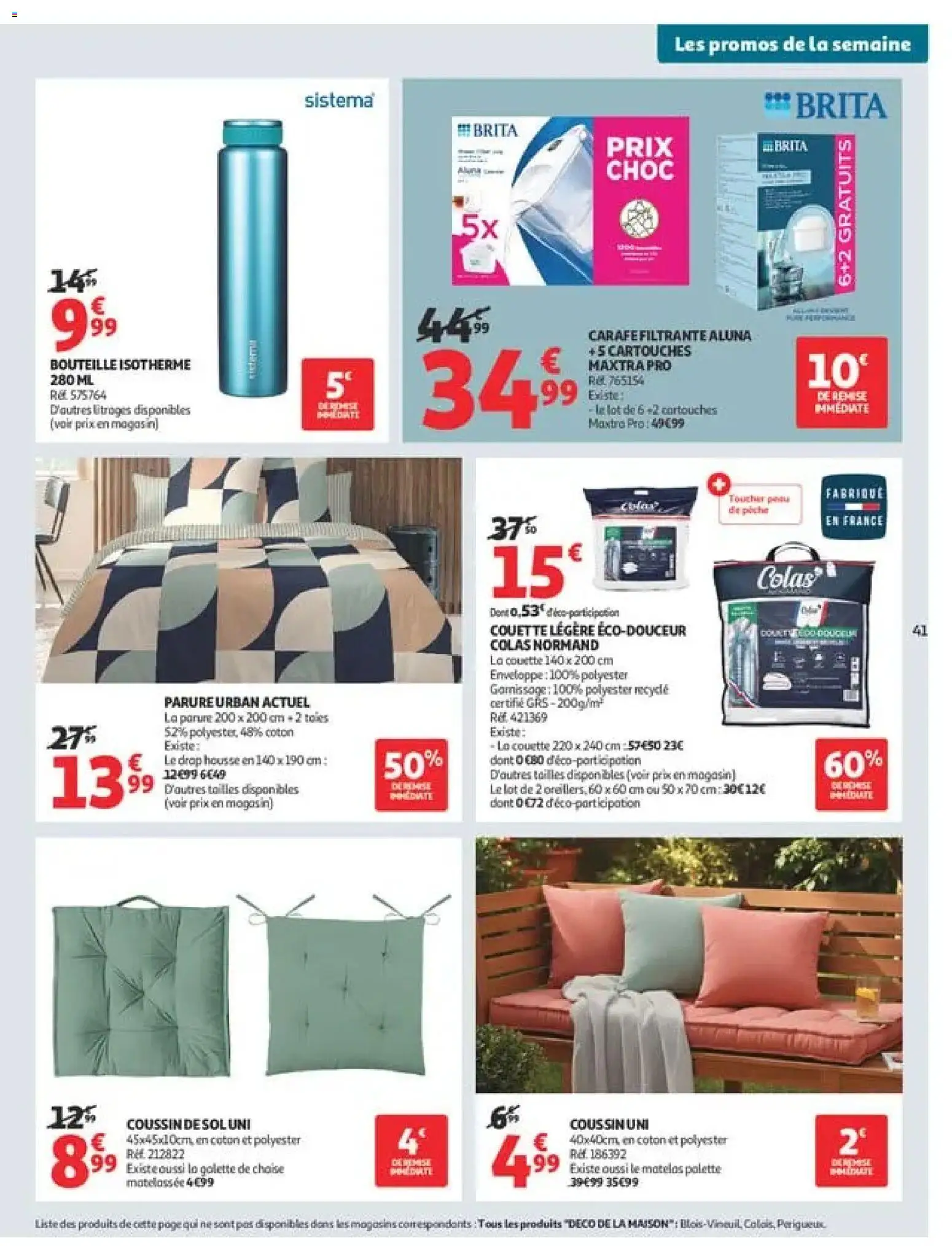 {H1} | Page: 41 | Produits: Coton, Enveloppe, Matelas, Bouteille isotherme