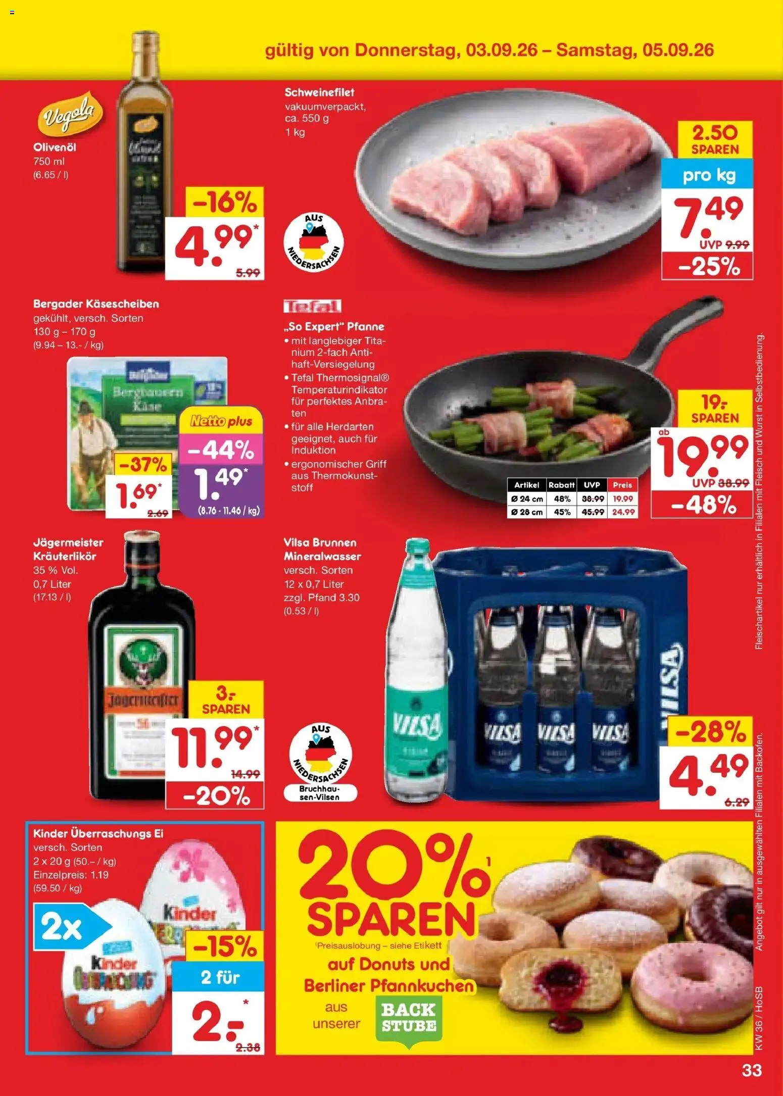 Netto Marken-Discount Prospekt Hannover (ab 31.08.2026) » Angebote | Seite: 45 | Produkte: Olivenol, Mineralwasser, Jägermeister, Fleisch