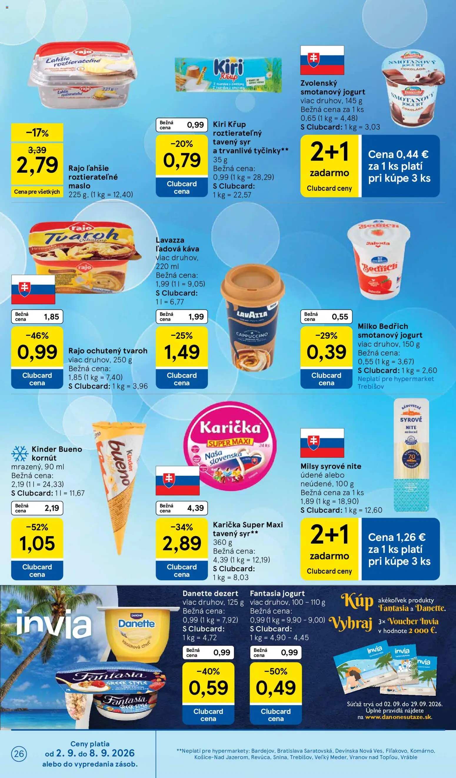 Nové Tesco akcie – leták je platný od 02.09.2026 | Strana: 26 | Produkty: Maslo, Syr, Čokoláda, Cappuccino