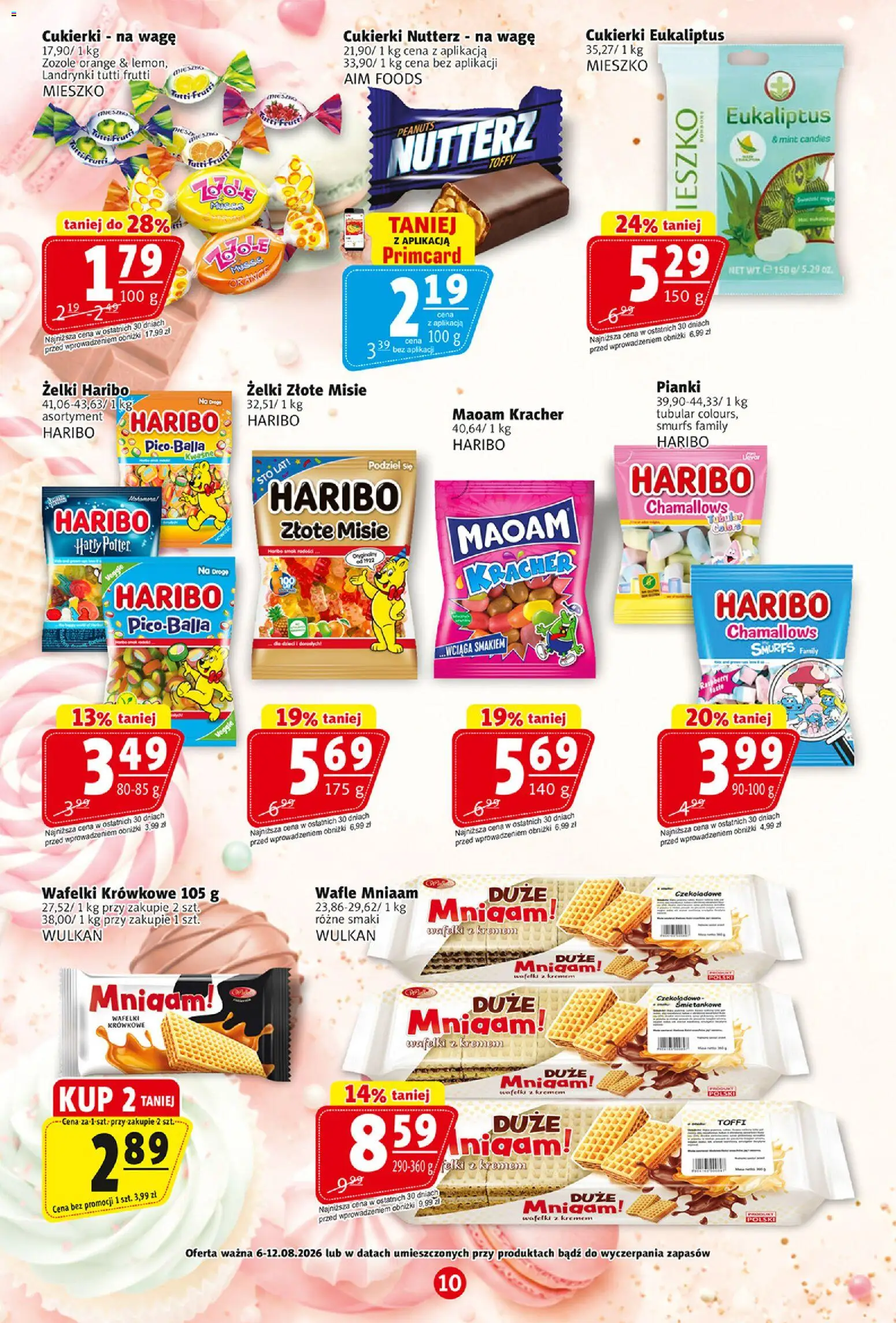 Prim Market gazetka od 06.08.2026 | Strona: 10 | Produkty: Żelki haribo, Wafle, Żelki, Cukierki