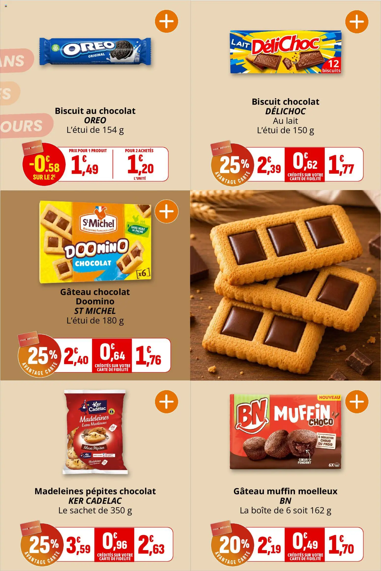 {H1} | Page: 14 | Produits: Madeleines, Oreo, Gâteau, Huile