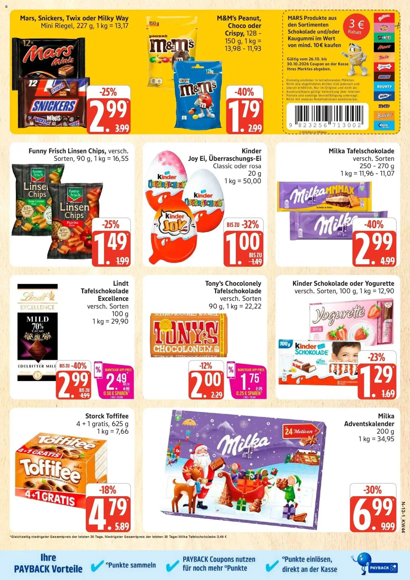 Marktkauf Prospekt Cuxhaven (ab 26.10.2026) » Angebote online | Seite: 13 | Produkte: Funny frisch, Snickers, Paprika, Lindt