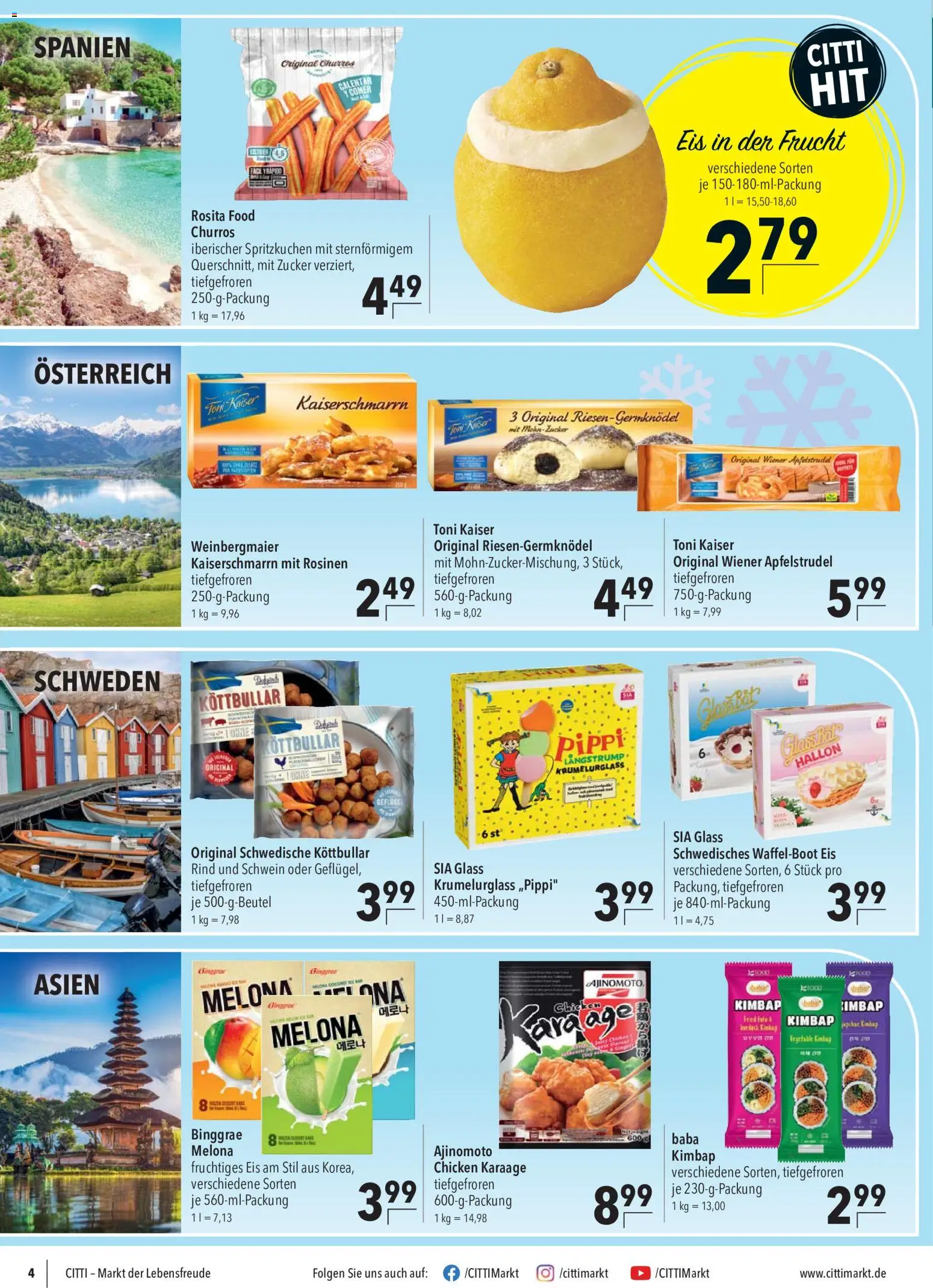 CITTI Markt Tiefkühlkost – gültig ab 14.10.2026 | Seite: 4 | Produkte: Rosinen, Zucker, Eis