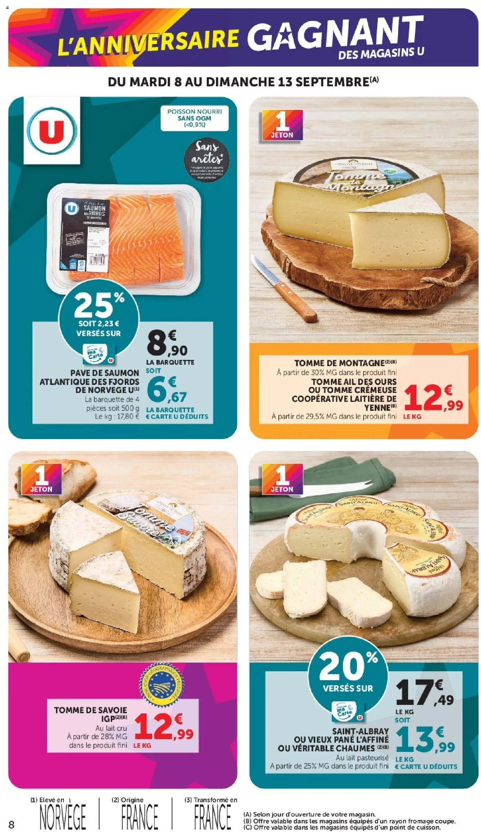 {H1} | Page: 8 | Produits: Pavé de saumon, Ail, Lait, Saumon
