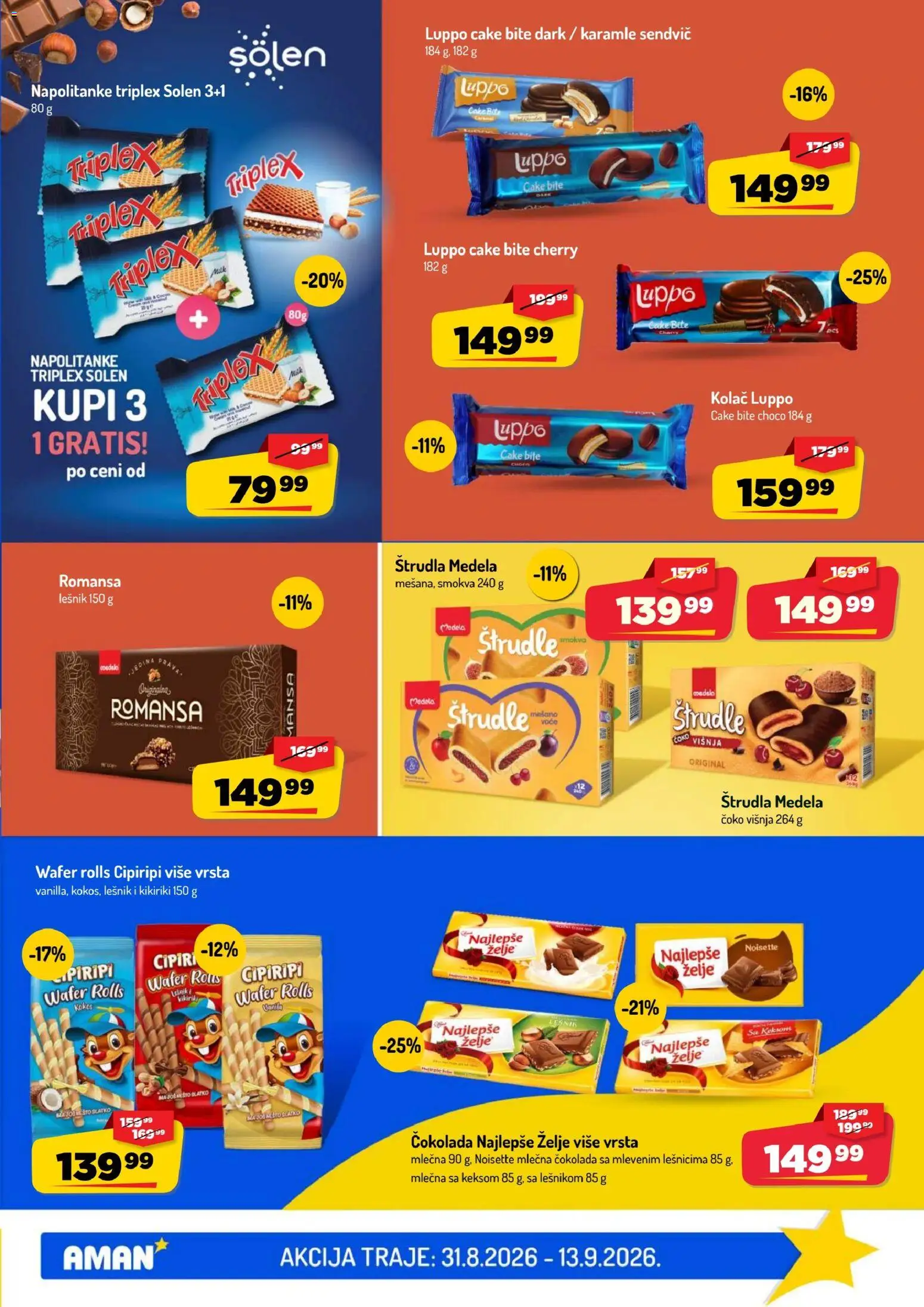 Aman katalog - važi od 31.08.2026 | Strana: 31 | Proizvode: Kolač, Lešnik, Čokolada, Mlečna čokolada