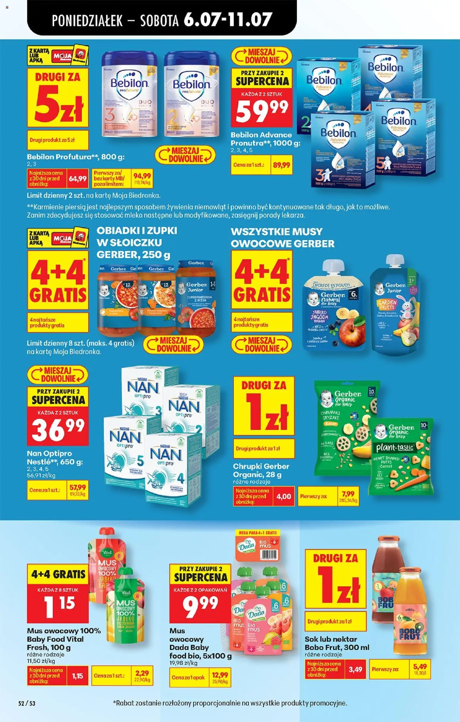 Biedronka gazetka od poniedziałku od 06.07.2026 | Strona: 72 | Produkty: Chrupki, Bobo frut, Mleko, Sok