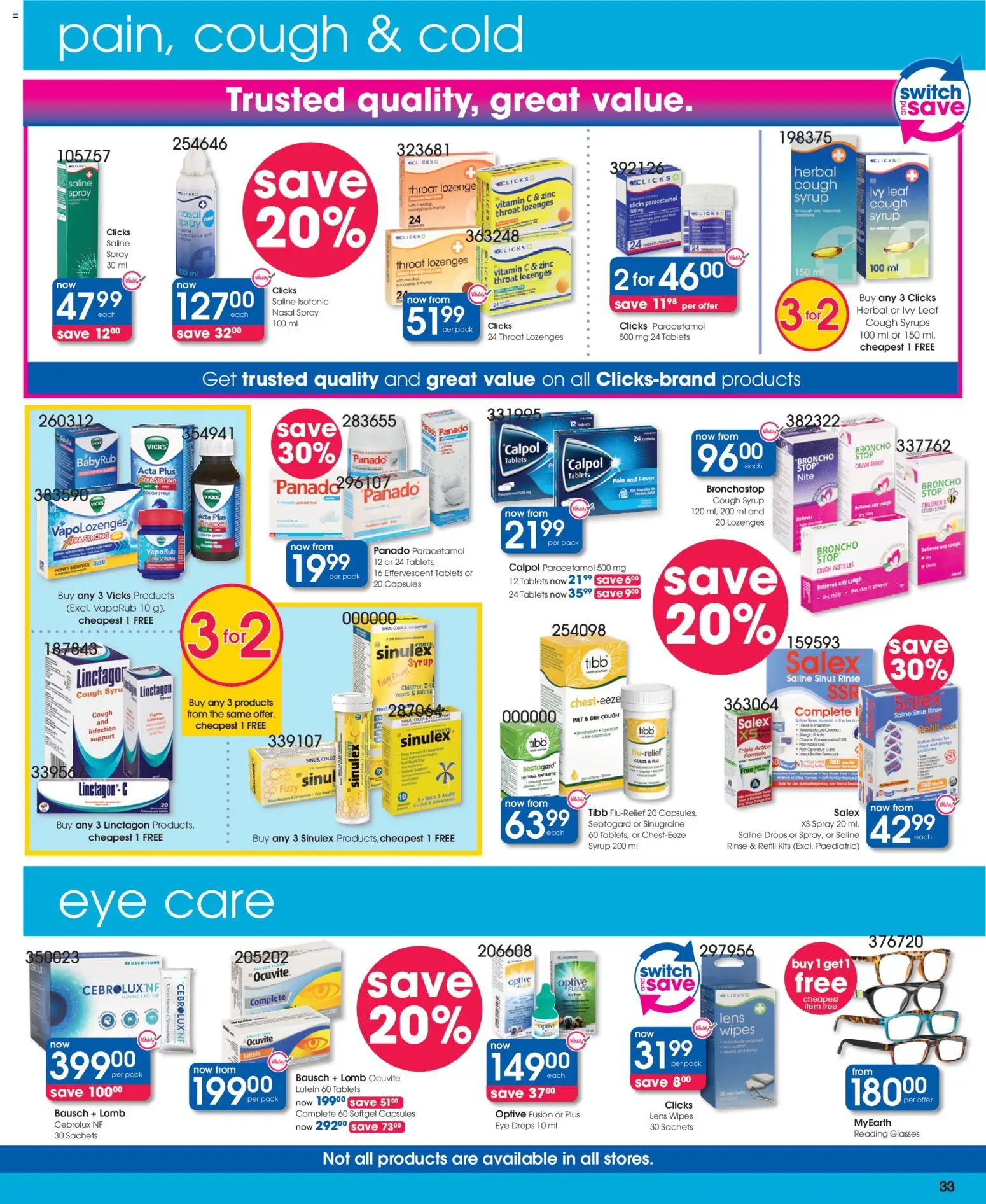 New Clicks catalogue – valid from 09.04.2026 | Page: 33 | Products: Switch, Lozenges, Syrup, Nasal spray