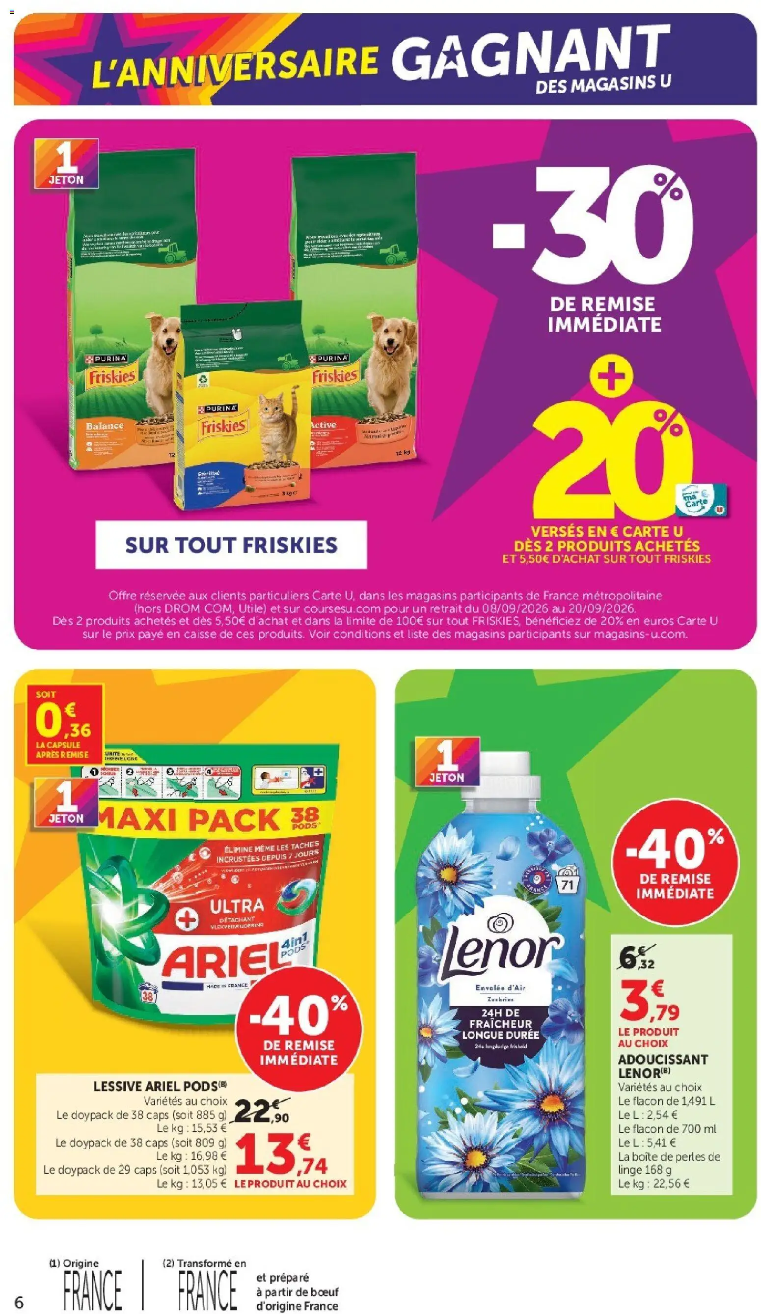 {H1} | Page: 6 | Produits: Lessive Ariel, Adoucissant, Détachant, Lessive