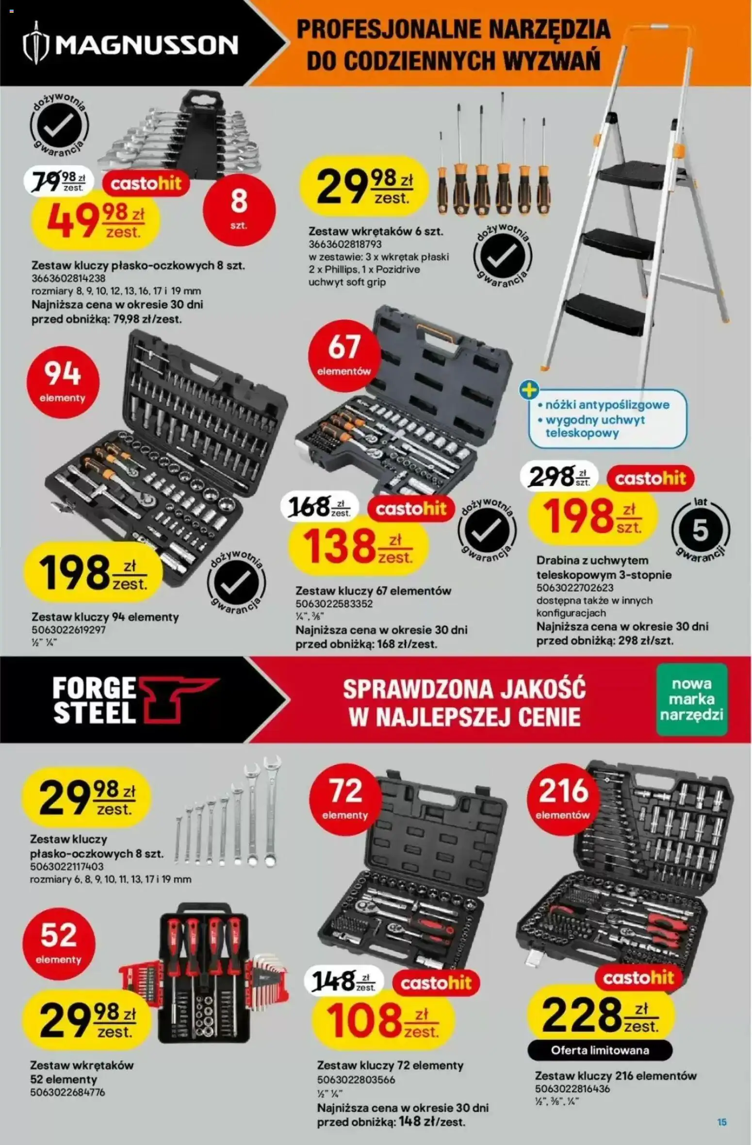 Castorama gazetka od 12.08.2026 | Strona: 15 | Produkty: Narzędzia, Drabina, Zestaw kluczy
